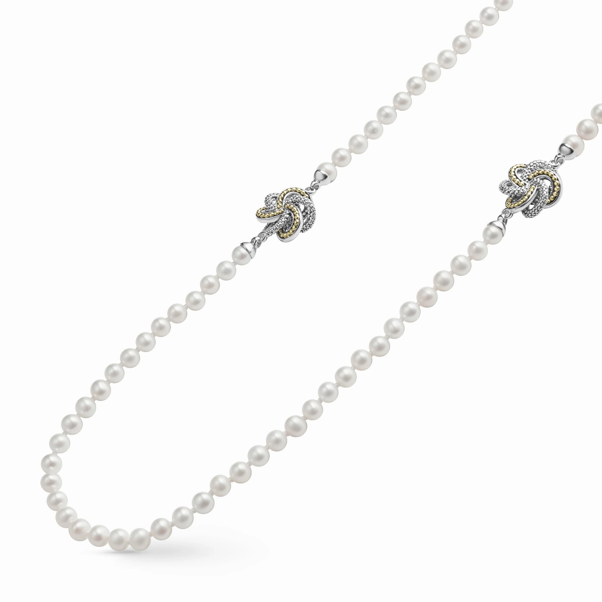 Love Knot Four Station Love Knot Pearl Necklace