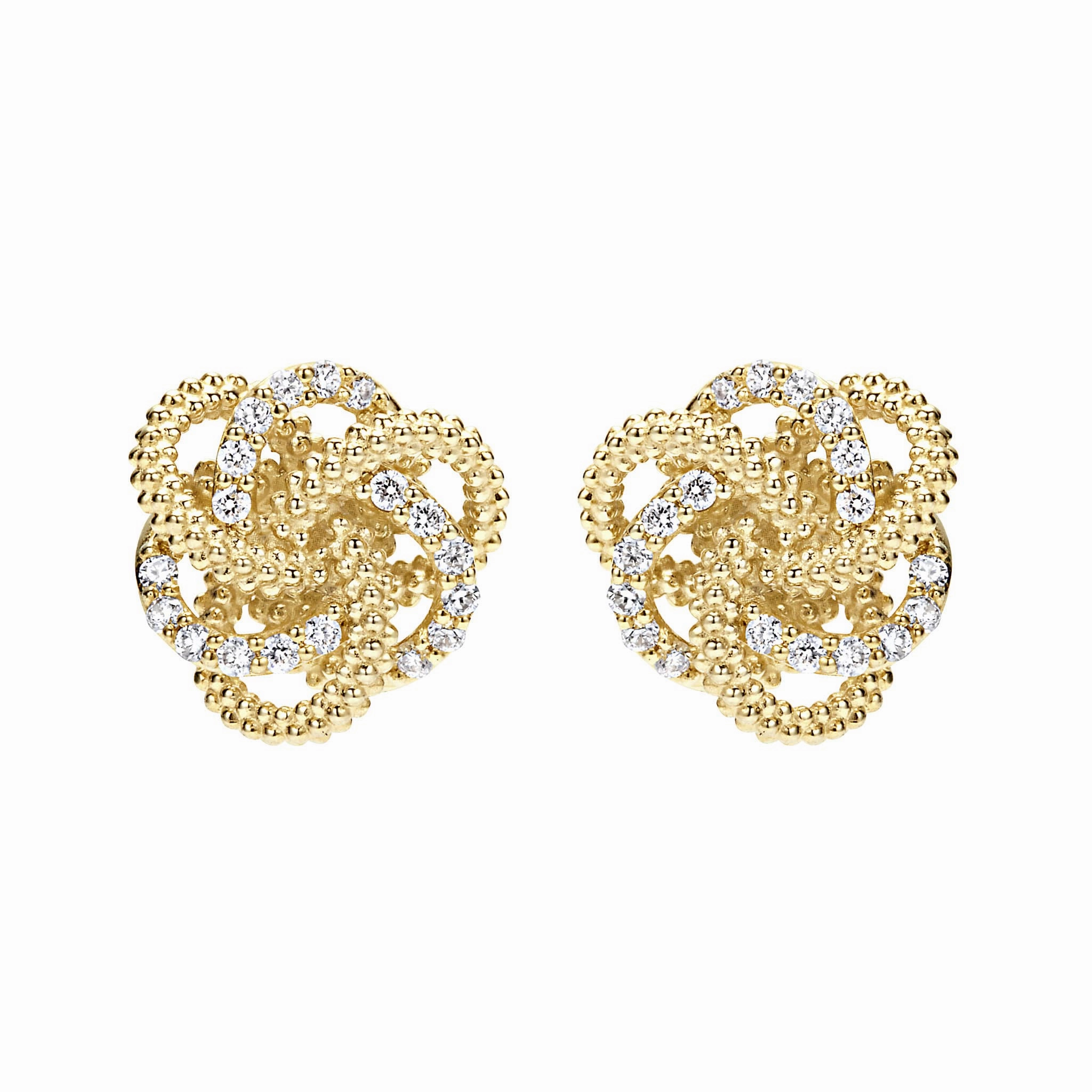 Love Knot Large 18K Gold Love Knot Diamond Stud Earrings