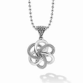 Love Knot Large Sterling Silver Pendant Necklace