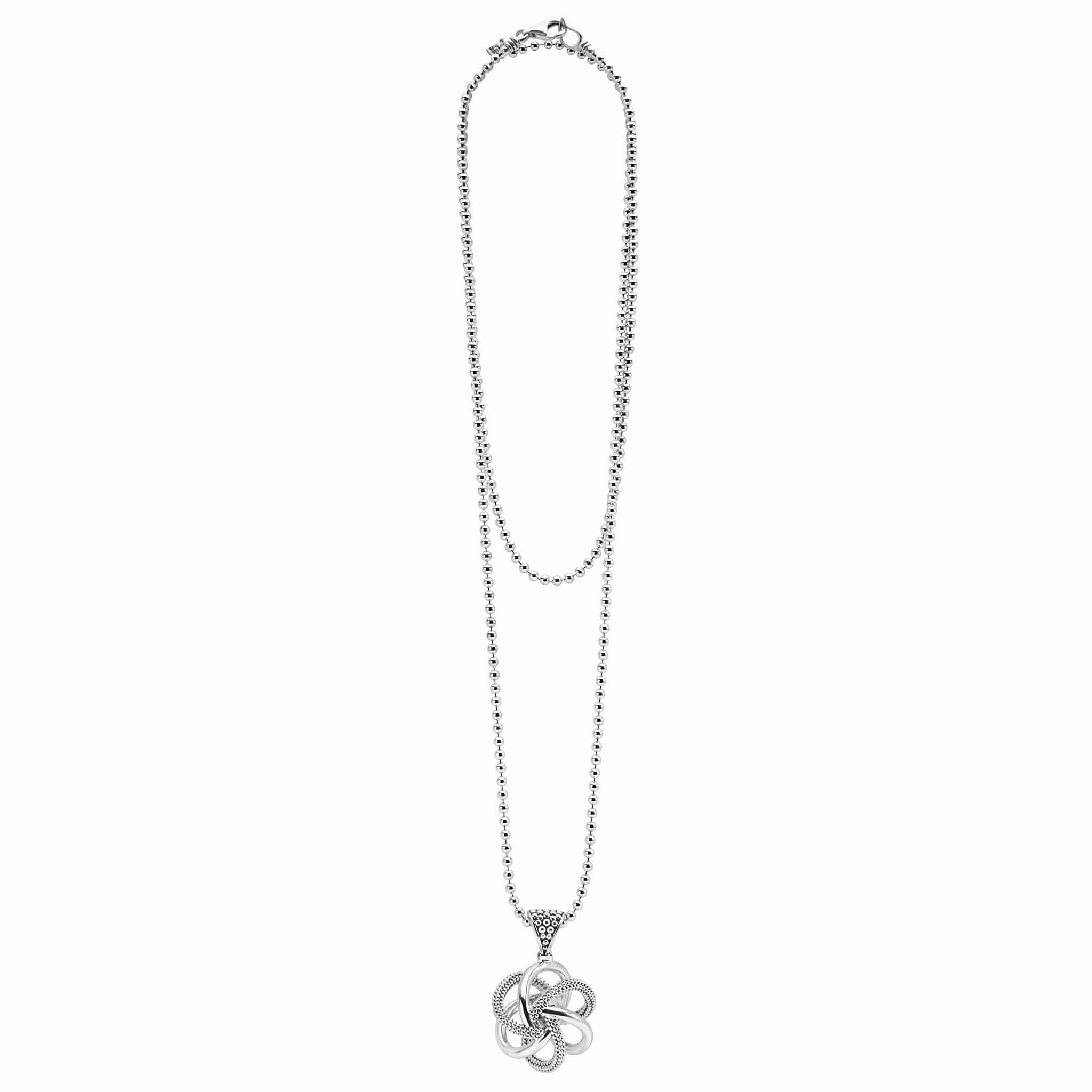 Love Knot Large Sterling Silver Pendant Necklace