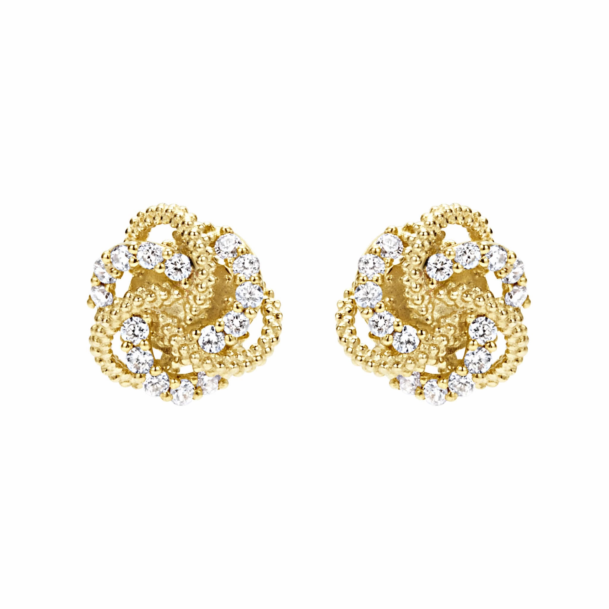 Love Knot Small 18K Gold Love Knot Diamond Stud Earrings
