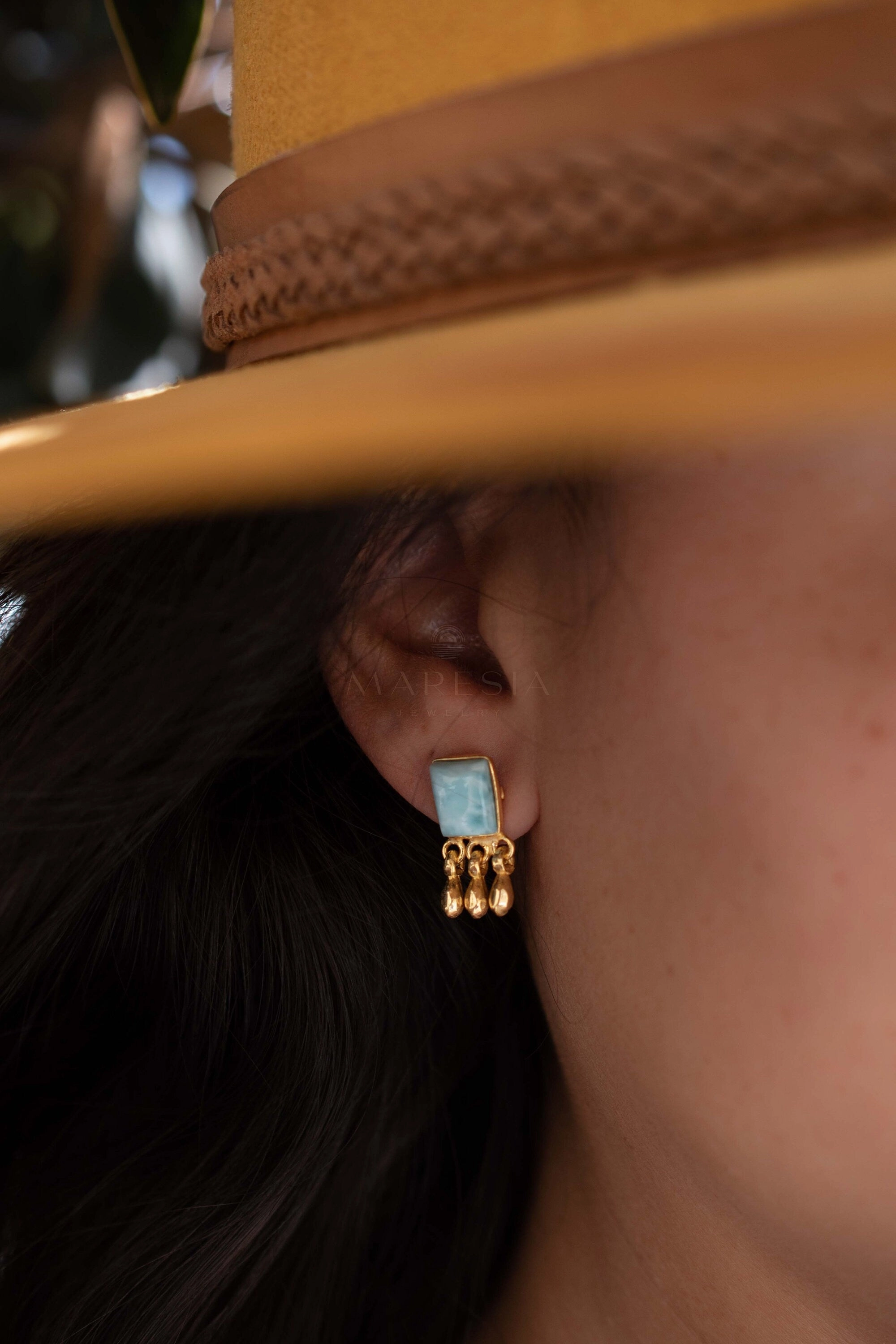 Lucy Delicate Larimar Earrings ~ Sterling Silver 925 or Gold plated over Sterling silver ~ ME227B