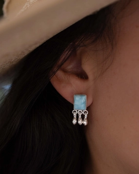 Lucy Delicate Larimar Earrings ~ Sterling Silver 925 or Gold plated over Sterling silver ~ ME227B