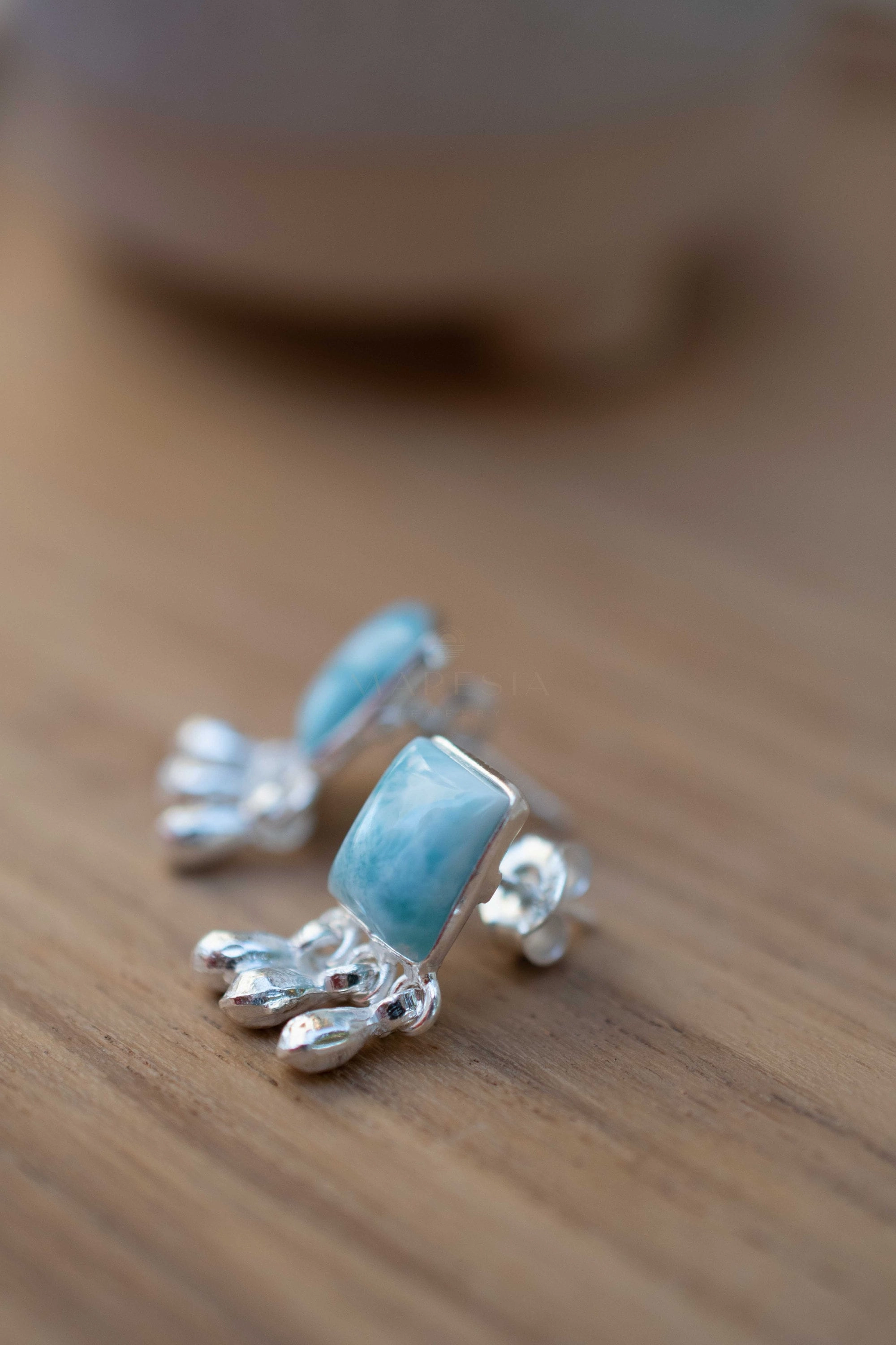 Lucy Delicate Larimar Earrings ~ Sterling Silver 925 or Gold plated over Sterling silver ~ ME227B