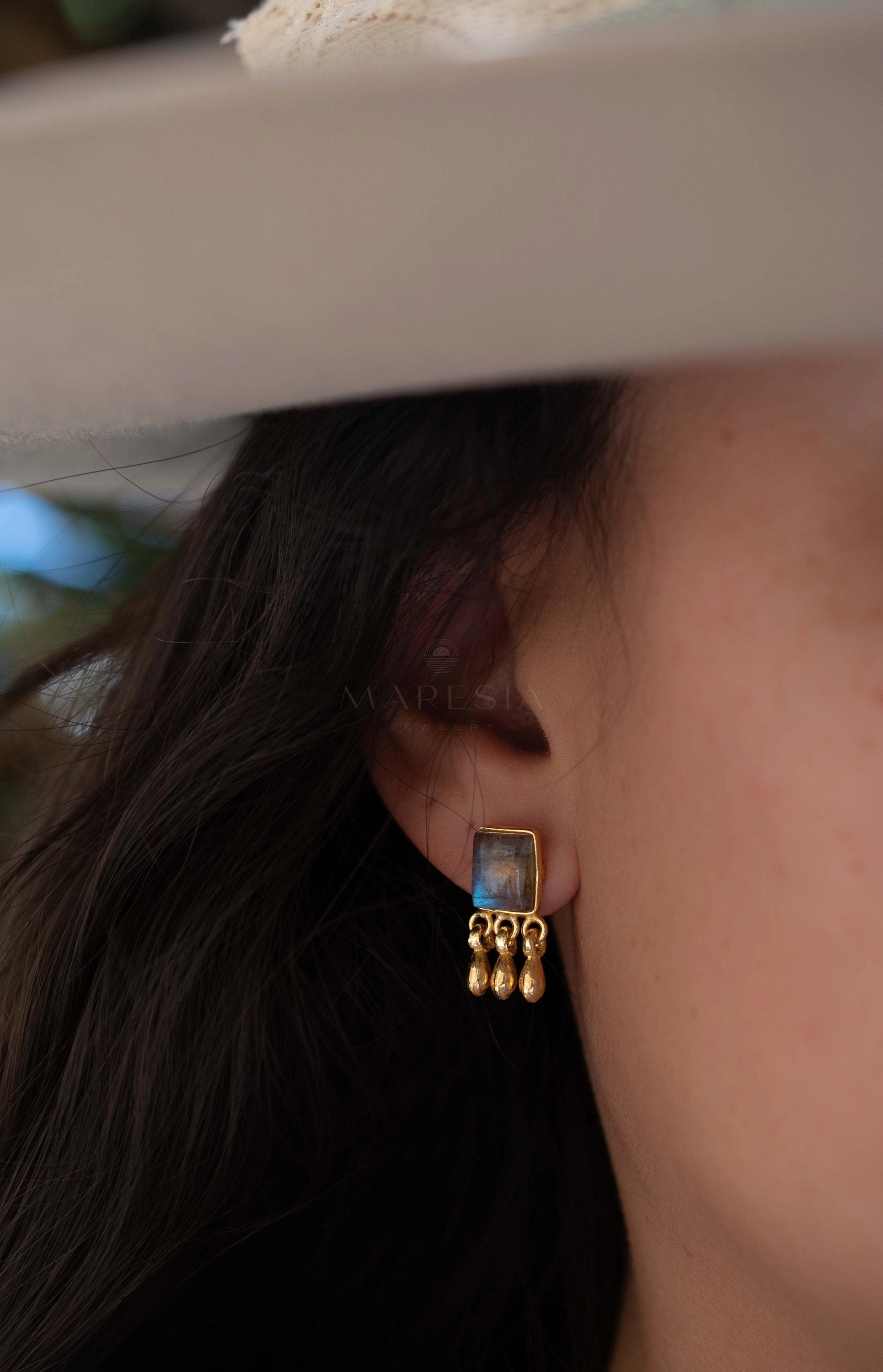 Lucy Labradorite Earrings ~ Sterling Silver 925 or Gold Plated over Sterling Silver ~ ME228