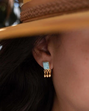 Lucy Larimar Earrings ~ Sterling Silver 925 or Gold plated over Sterling silver ~ ME227
