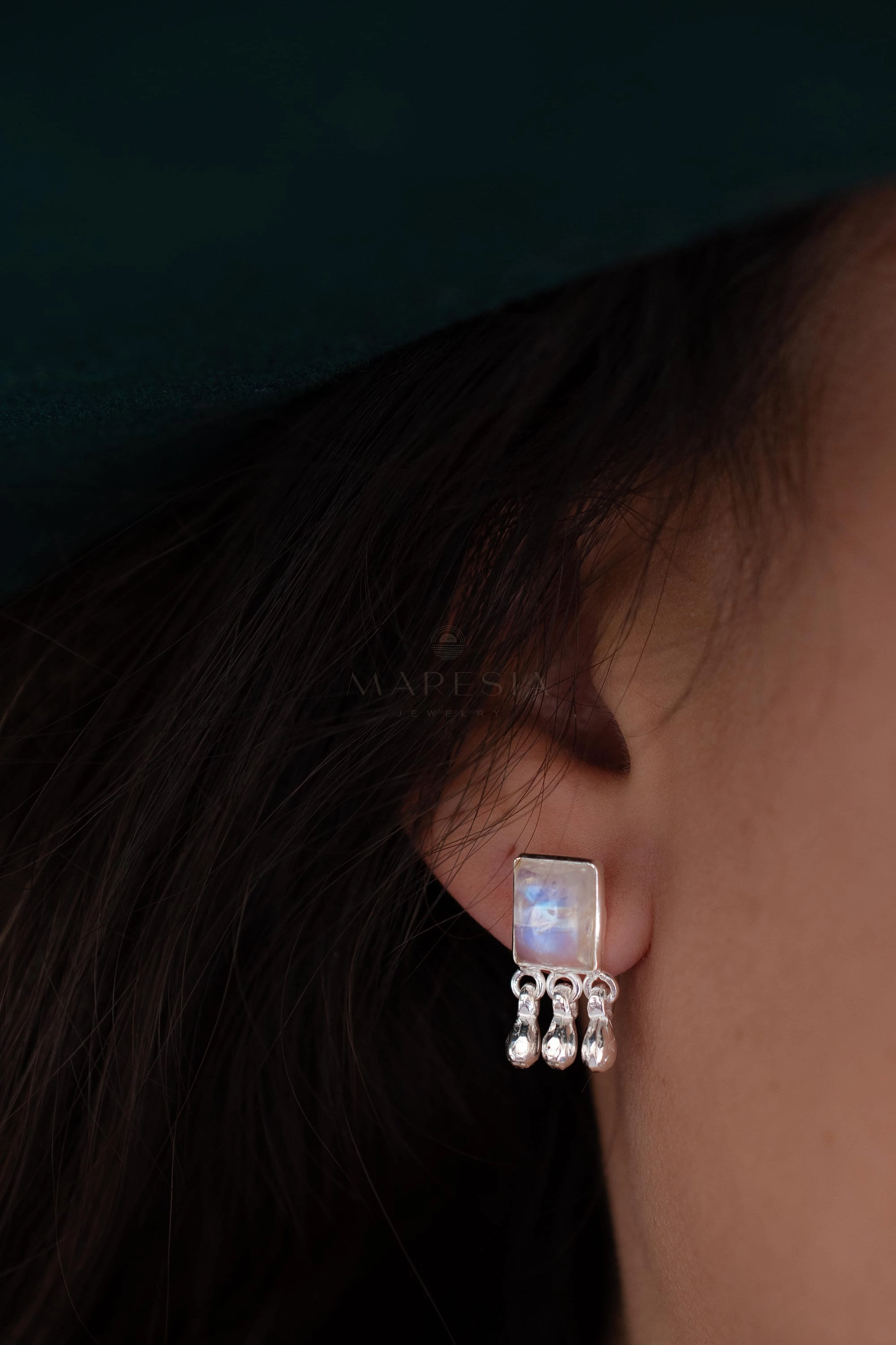 Lucy Moonstone Earrings ~ Sterling Silver 925 or Gold Plated over Sterling Silver ~ ME229
