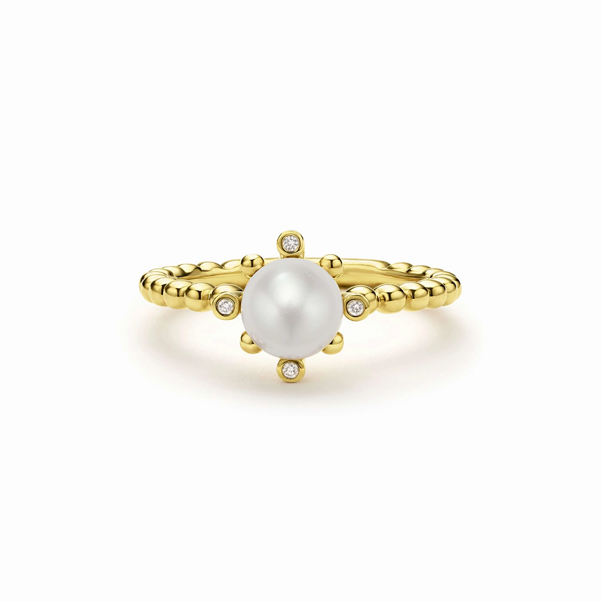 Luna 18K Gold Fleur Pearl Diamond Ring