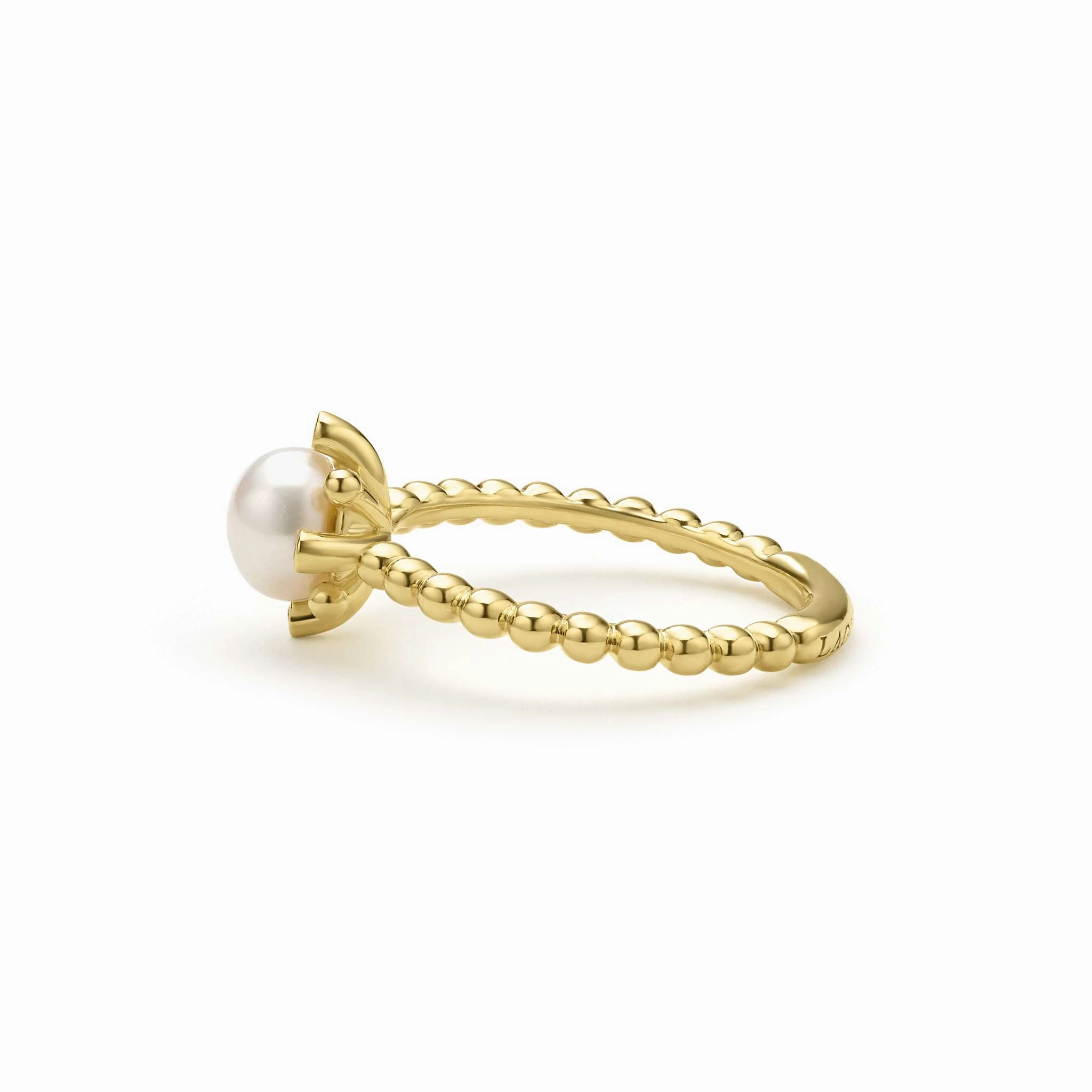 Luna 18K Gold Fleur Pearl Diamond Ring