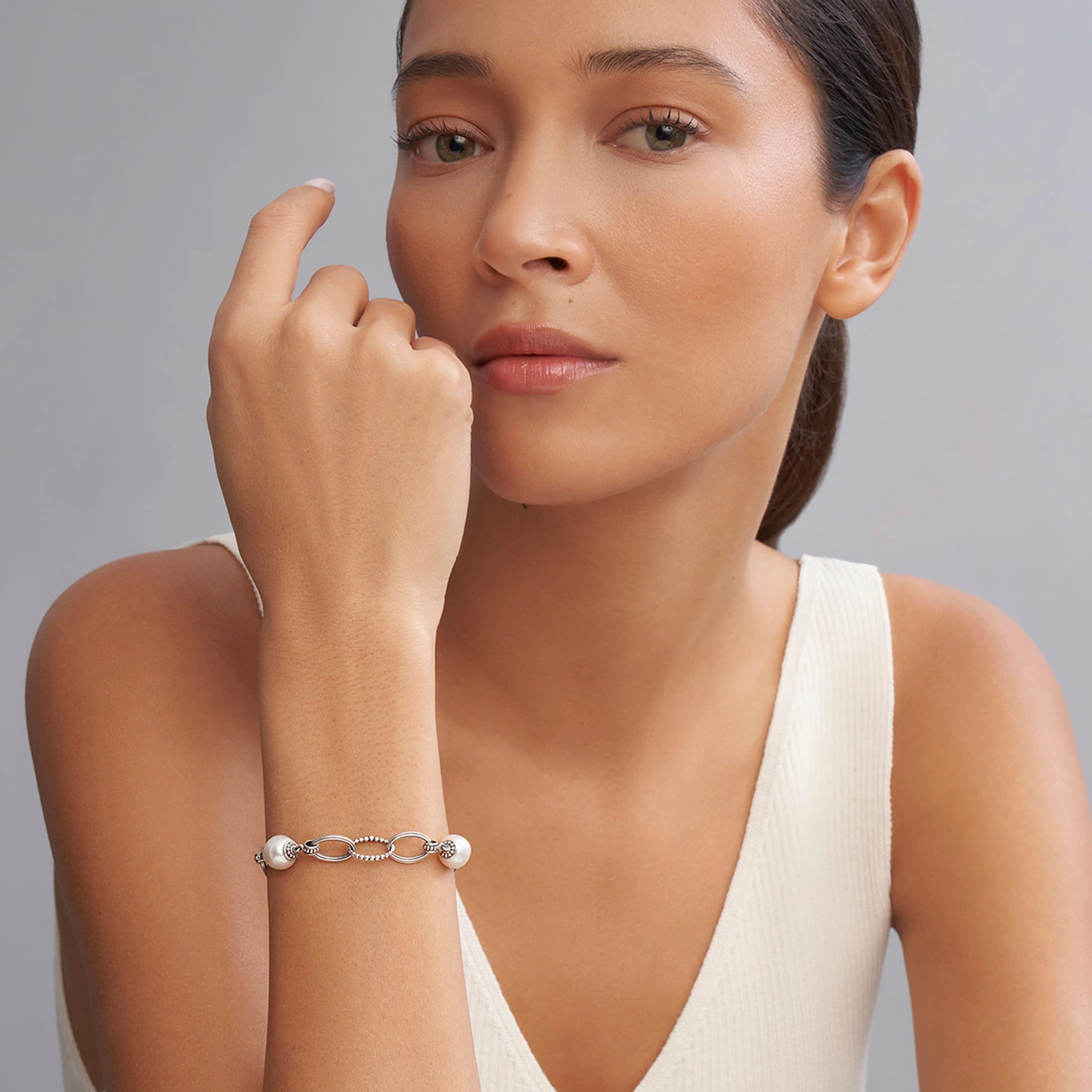 Luna Caviar Pearl Link Bracelet