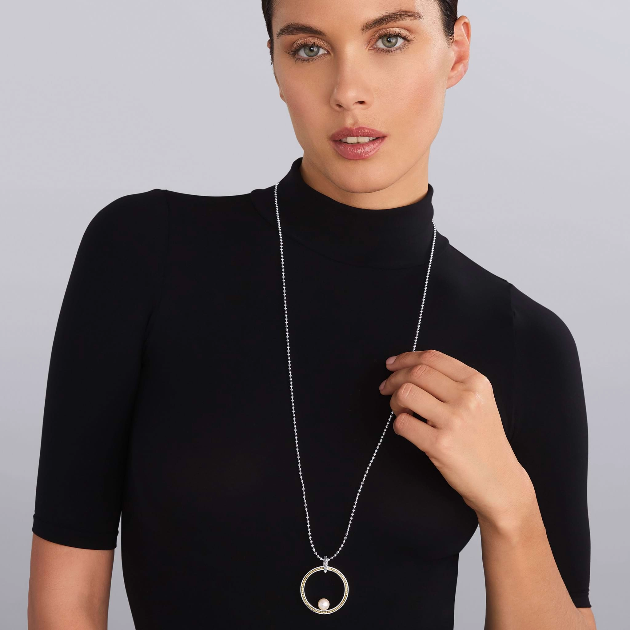 Luna Circle Pearl Statement Necklace