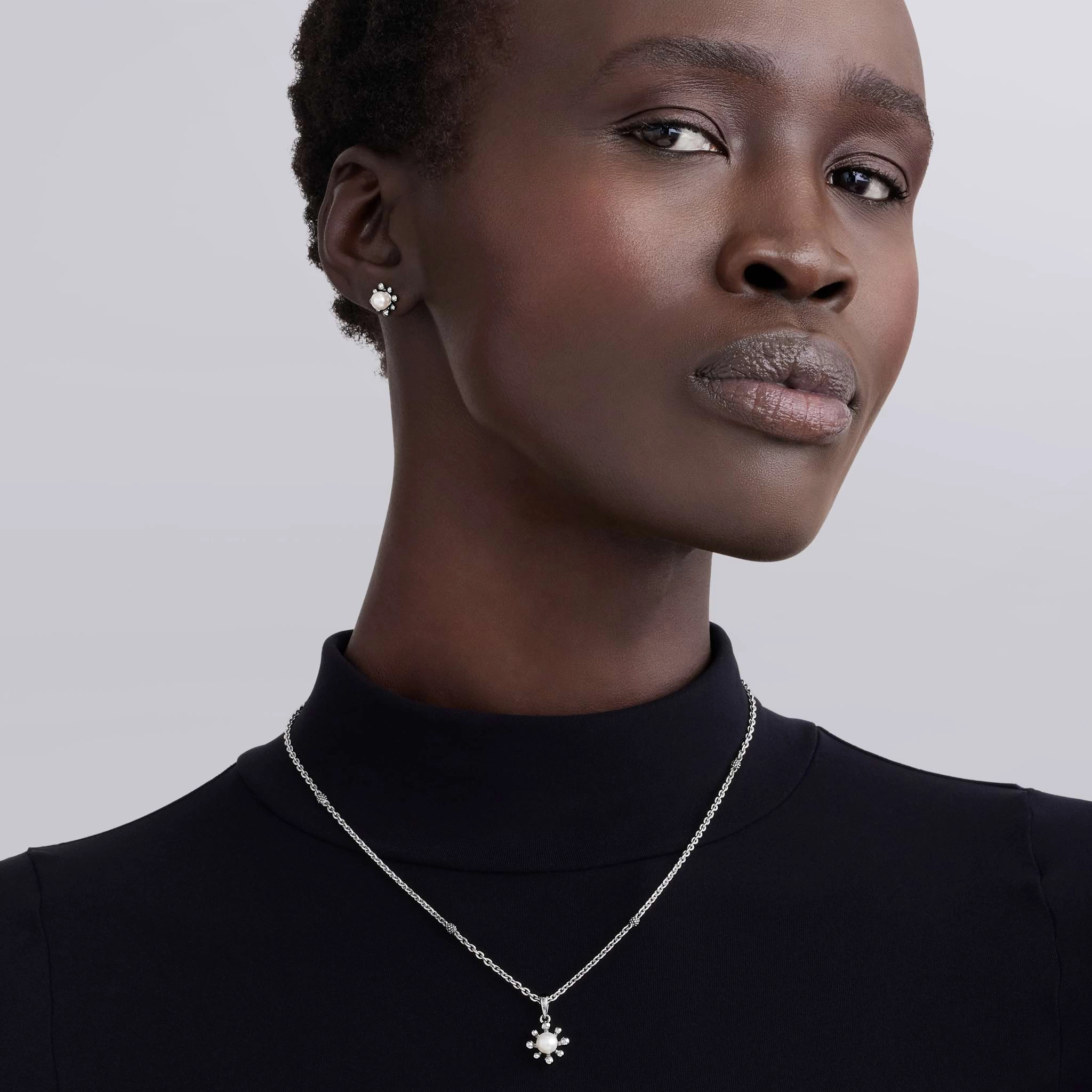 Luna Fleur Pearl Earrings and Pendant Necklace Gift Set