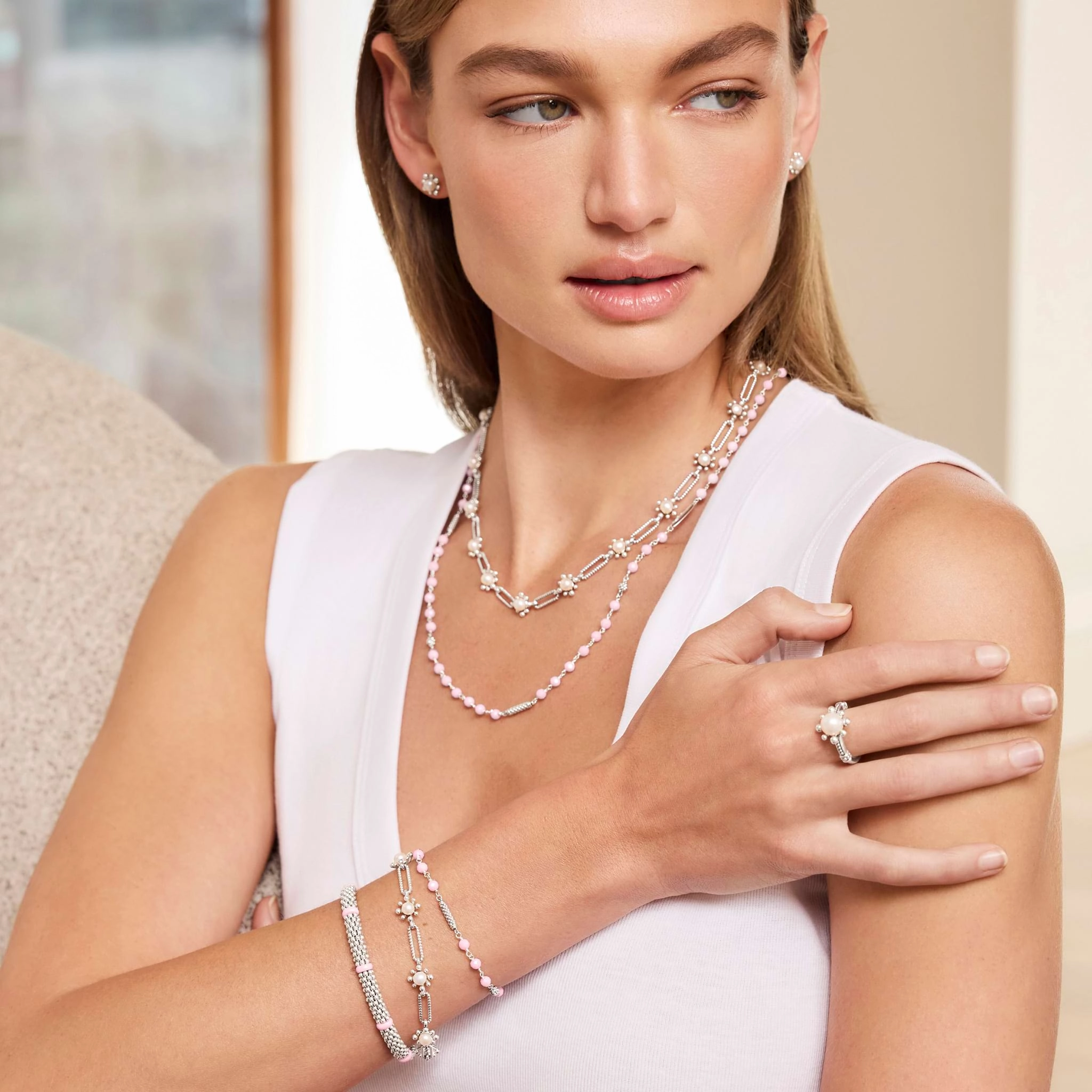 Luna Fleur Pearl Link Bracelet