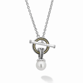 Luna Pearl Toggle Pendant Necklace