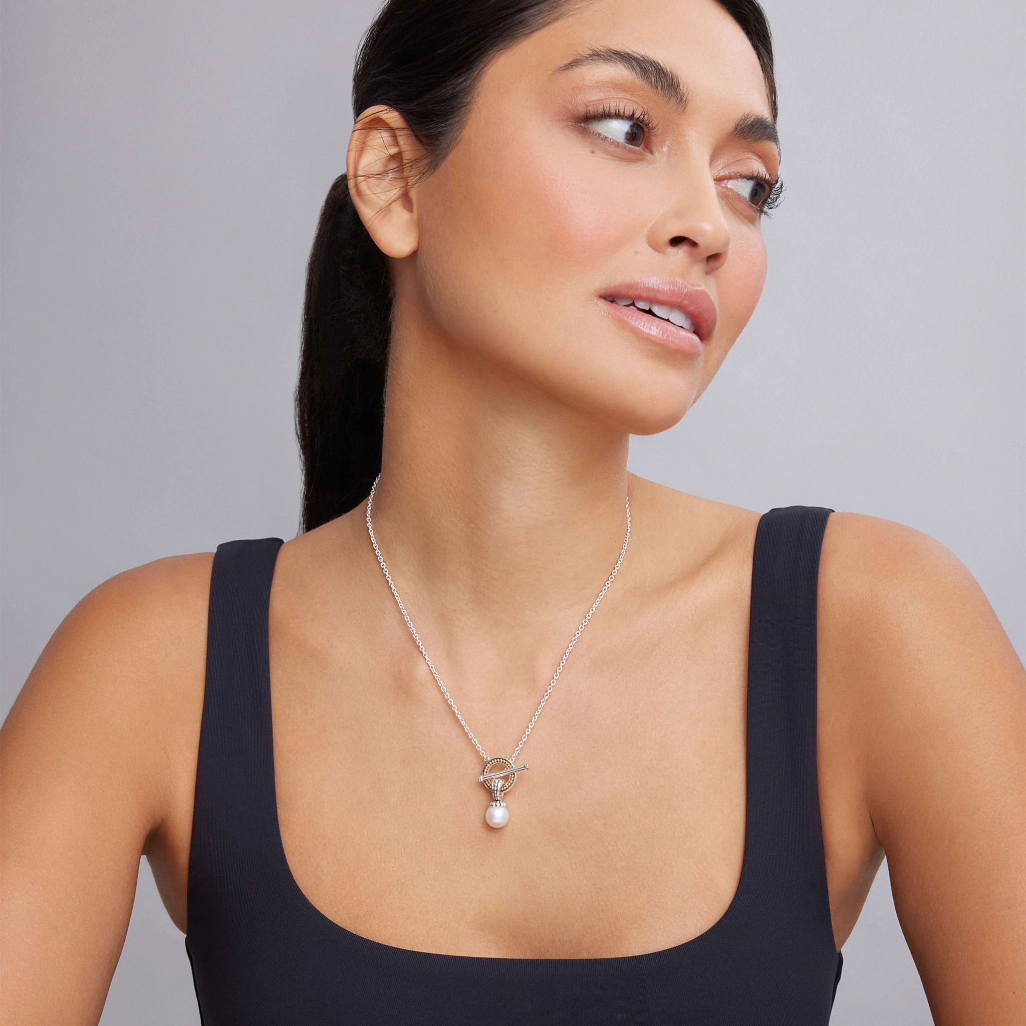 Luna Pearl Toggle Pendant Necklace