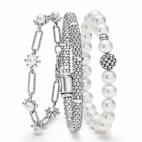 Luna Sterling Silver Pearl Bracelet Gift Set