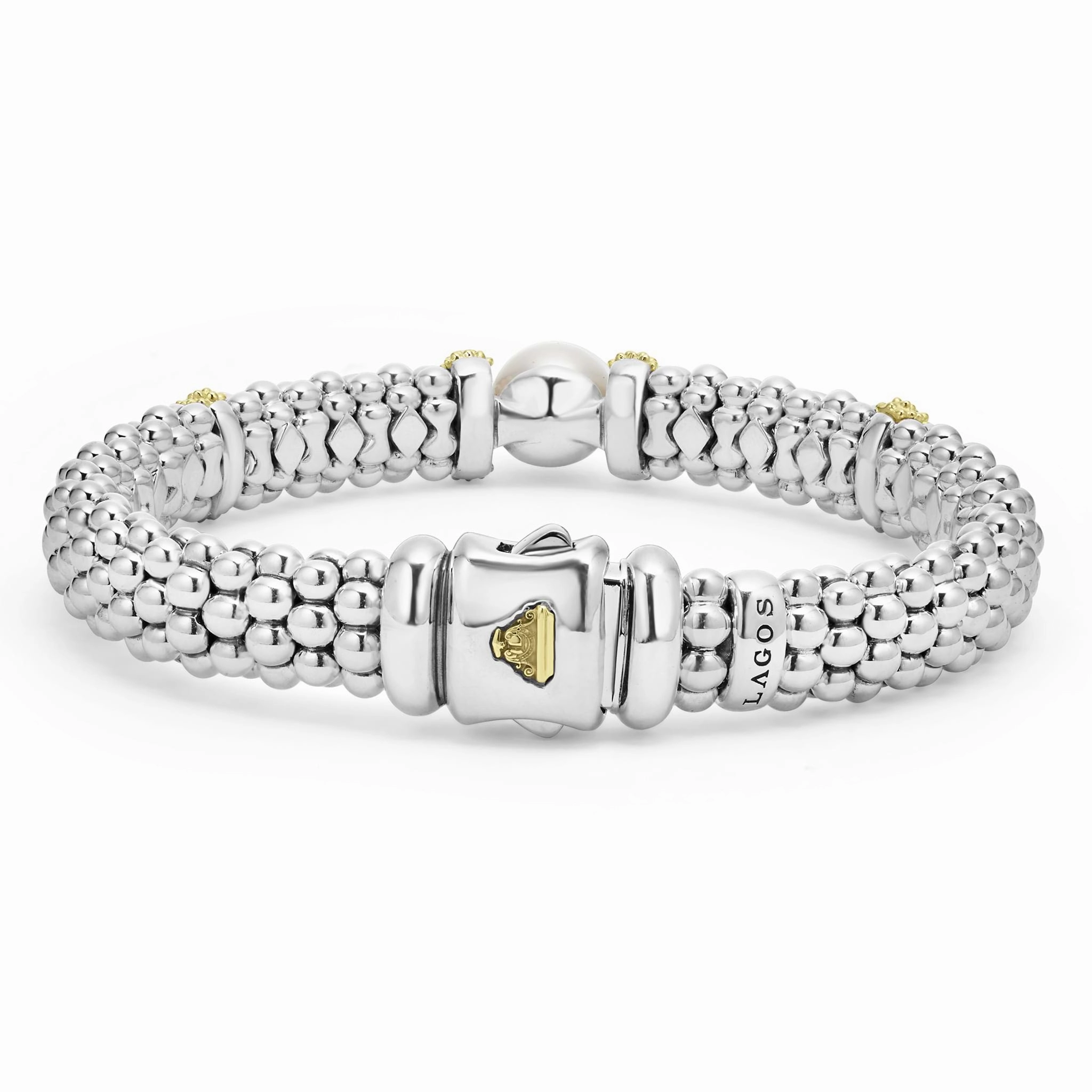 Luna Two-Tone Pearl Caviar Bracelet | 9mm