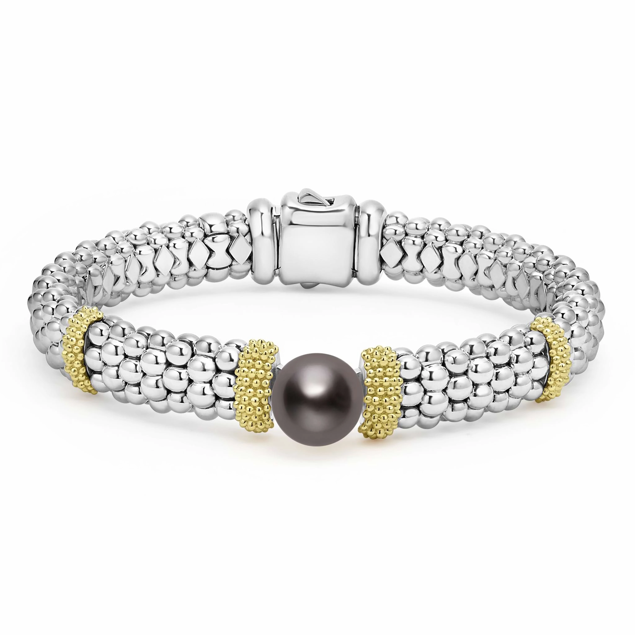 Luna Two-Tone Tahitian Black Pearl Caviar Bracelet | 9mm