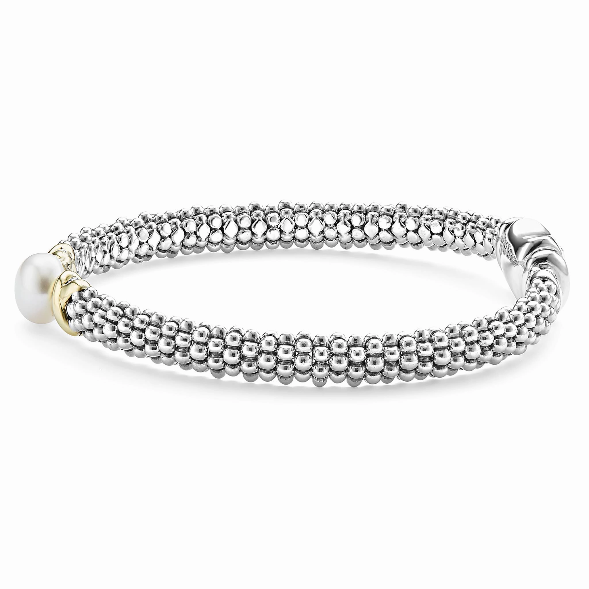 Luna Two-Tone X Pearl Caviar Bracelet | 6mm