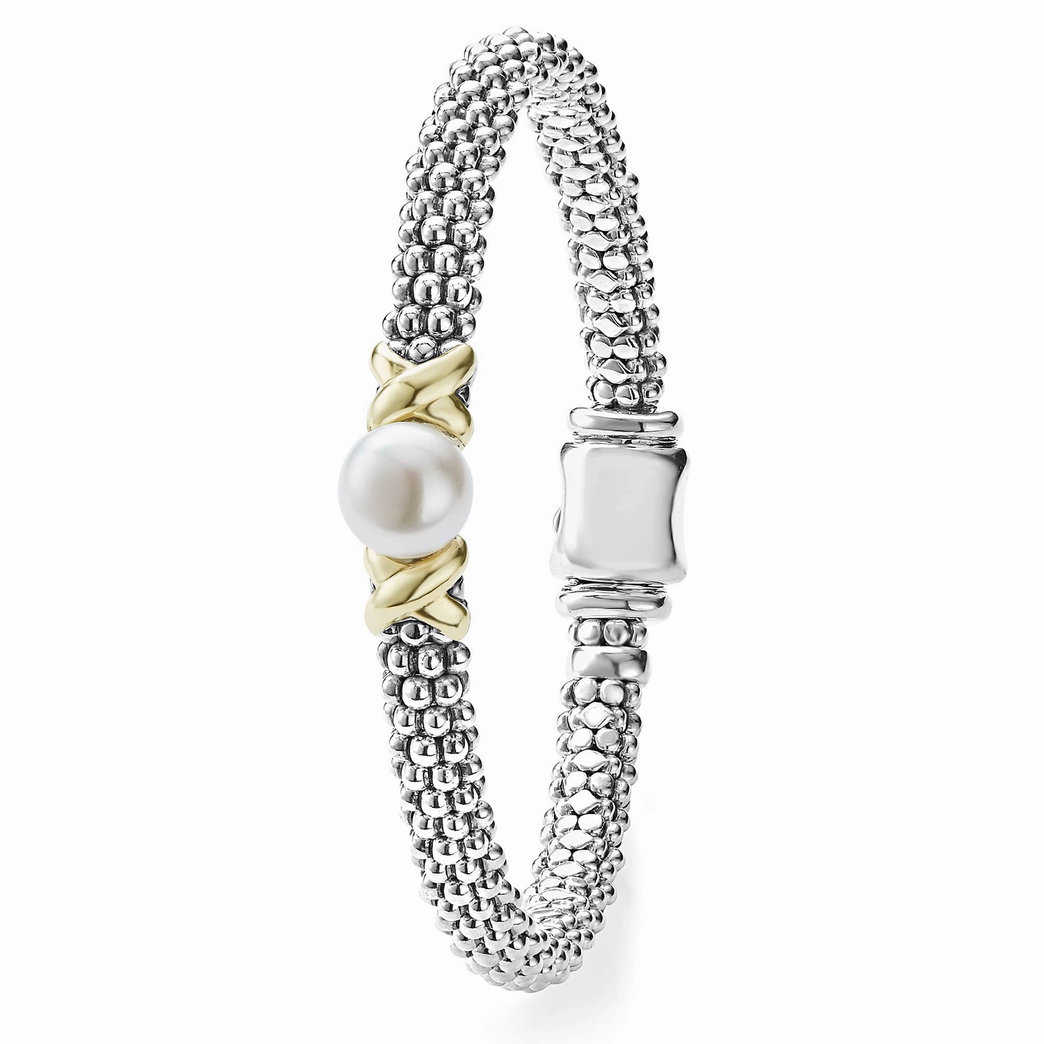Luna Two-Tone X Pearl Caviar Bracelet | 6mm