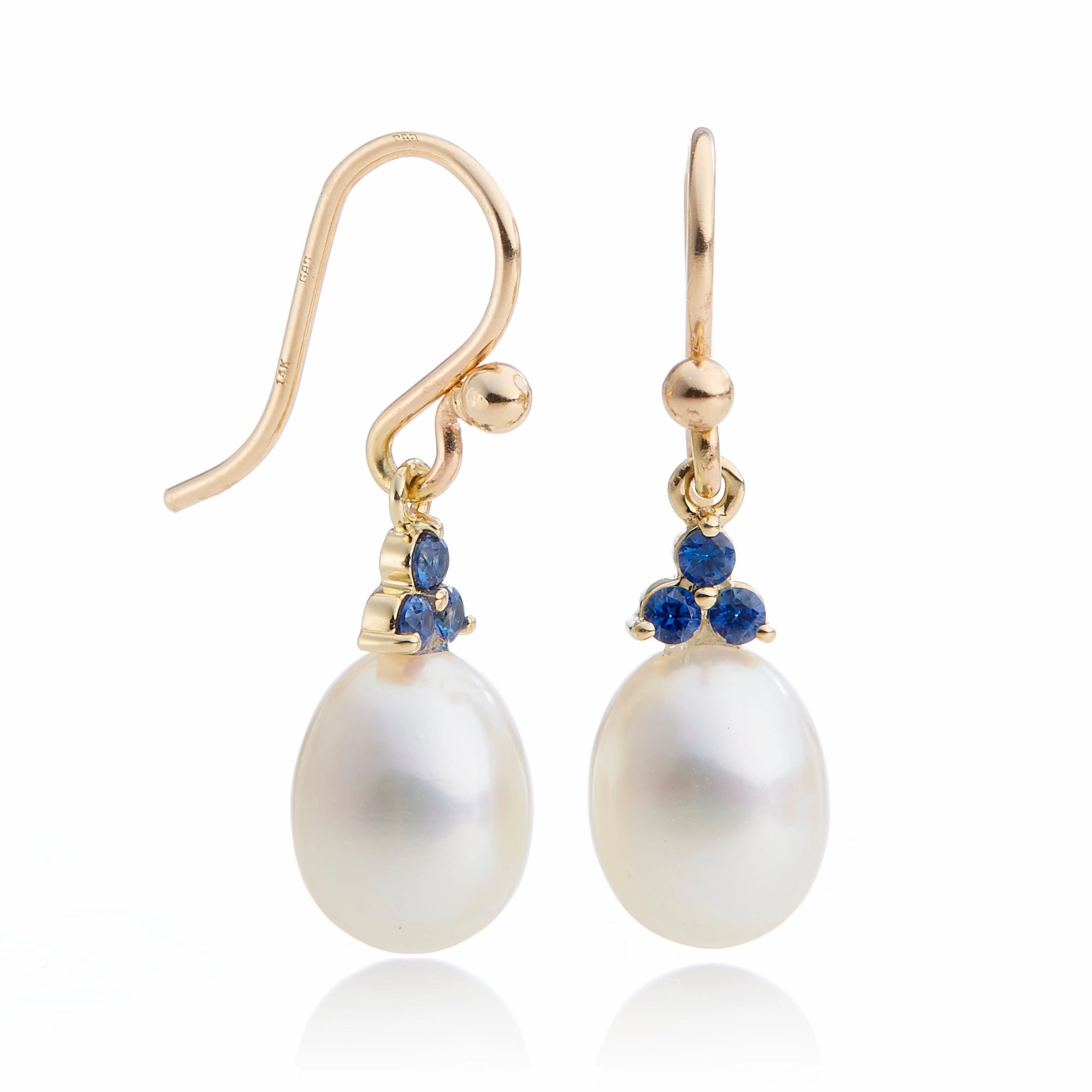 Madison Drop Earrings in Pearls & Sapphires