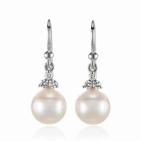 Madison Drop Earrings in White Akoya Pearls
