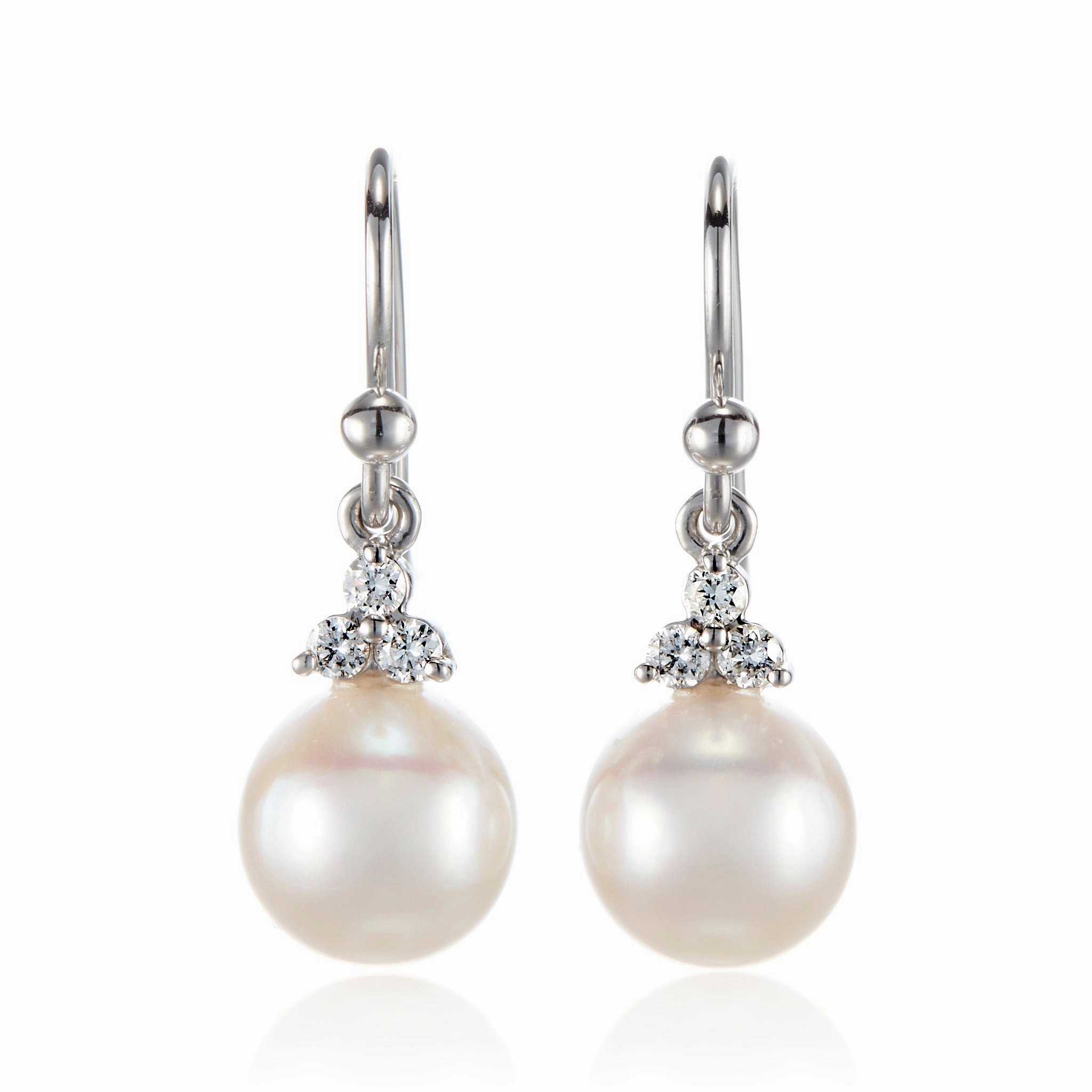 Madison Drop Earrings in White Akoya Pearls