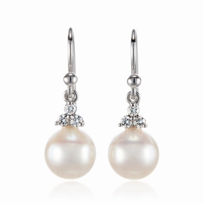 Madison Drop Earrings in White Akoya Pearls
