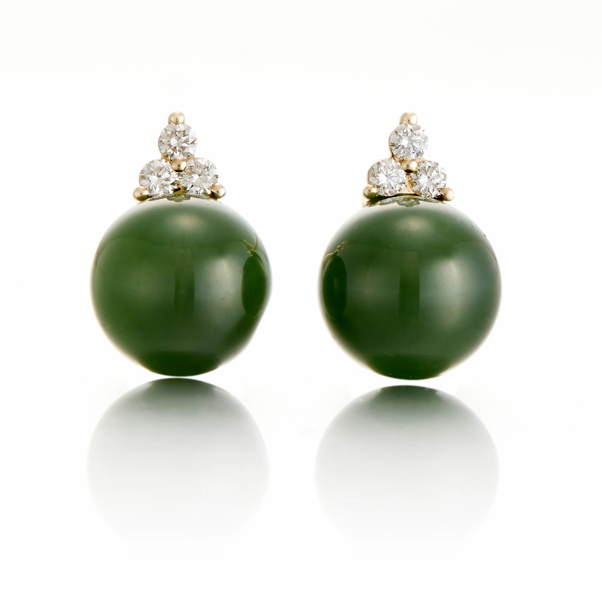 Madison Earrings in Green Jade & Diamonds