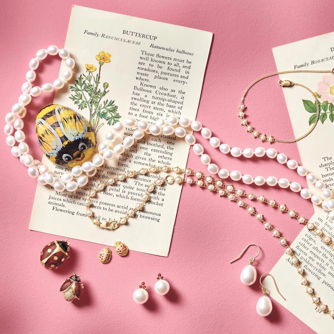 Madison Earrings in Pearls & Rubies