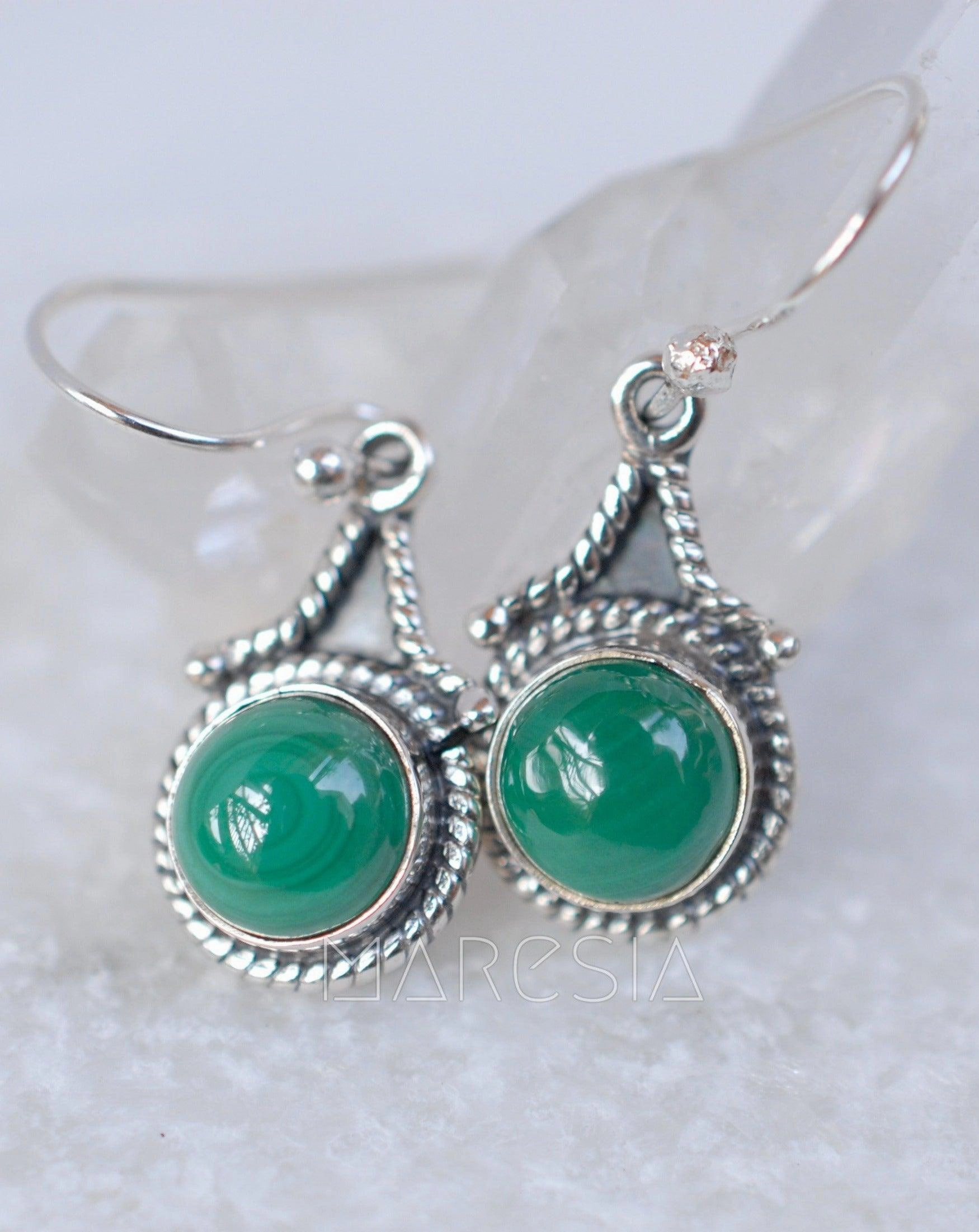 Malachite Earrings~ Sterling Silver 925 ~ ME010