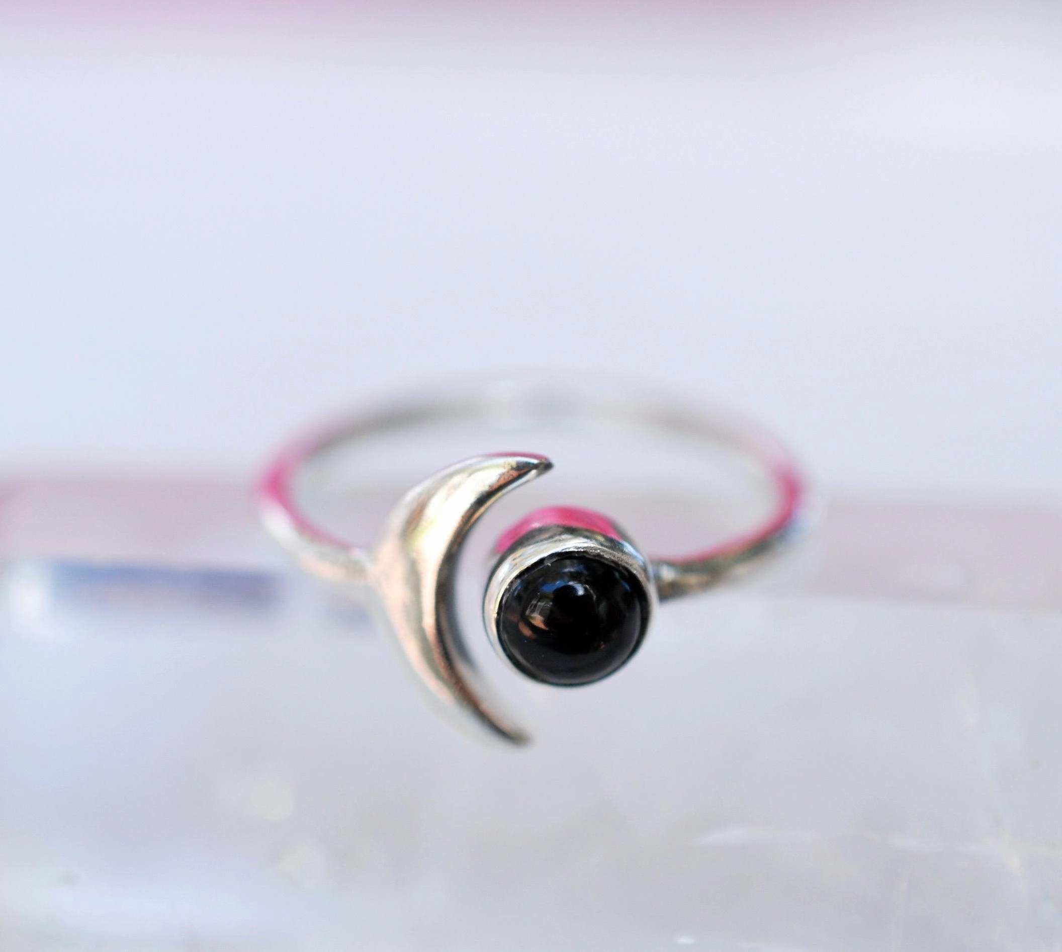 Malibu Half Moon Ring ~ Black Onyx ~ Sterling Silver 925 ~ MR126