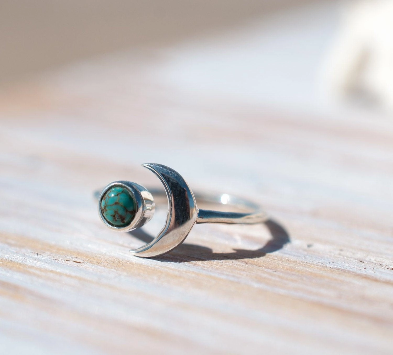 Malibu Half Moon Ring ~ Copper Turquoise ~ Sterling Silver 925 ~MR119