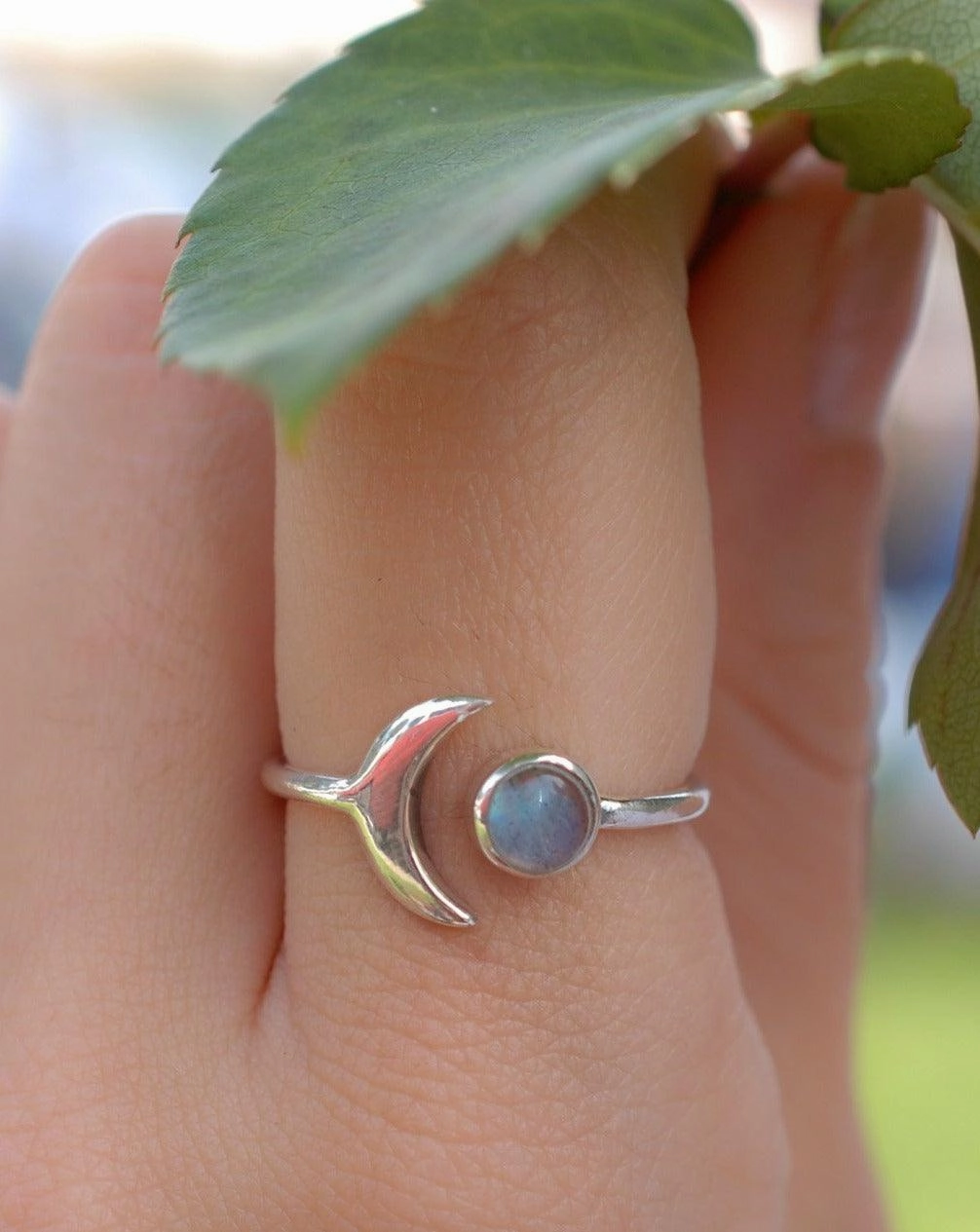 Malibu Half Moon Ring ~Labradorite ~ Sterling Silver 925 ~MR130