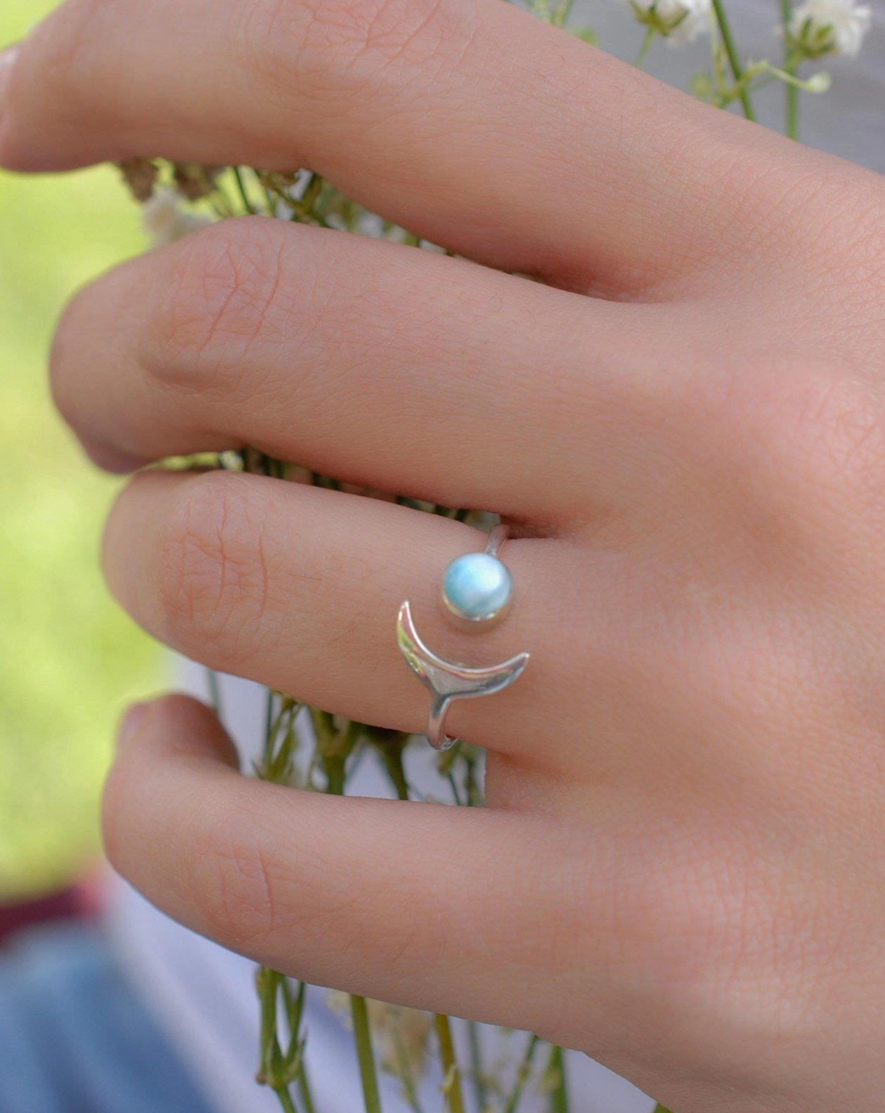 Malibu Half Moon Ring ~Larimar ~ Sterling Silver 925 ~ MR131