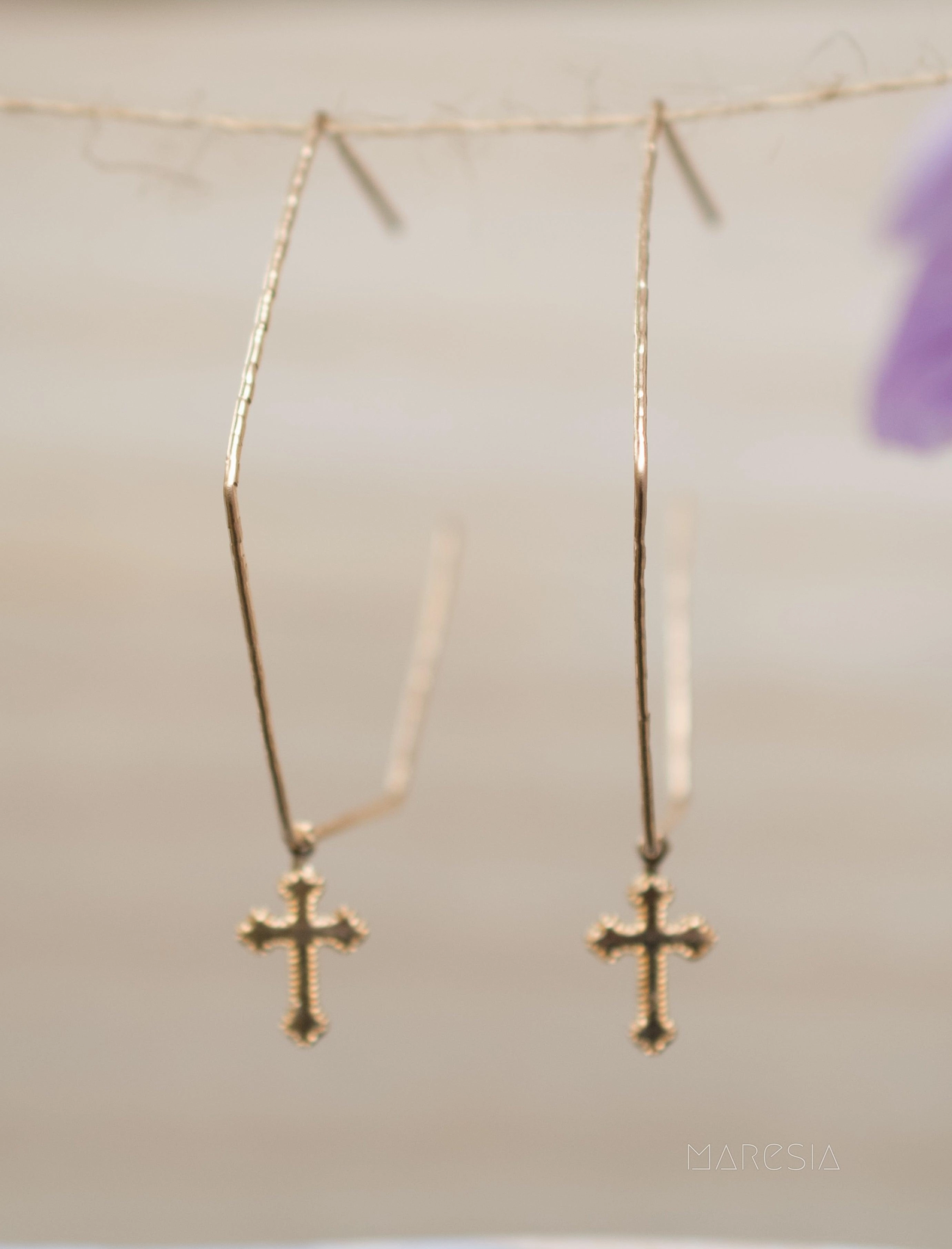 Marise Cross Earrings ~ Sterling Silver 925 or Gold Filled ~ SME015