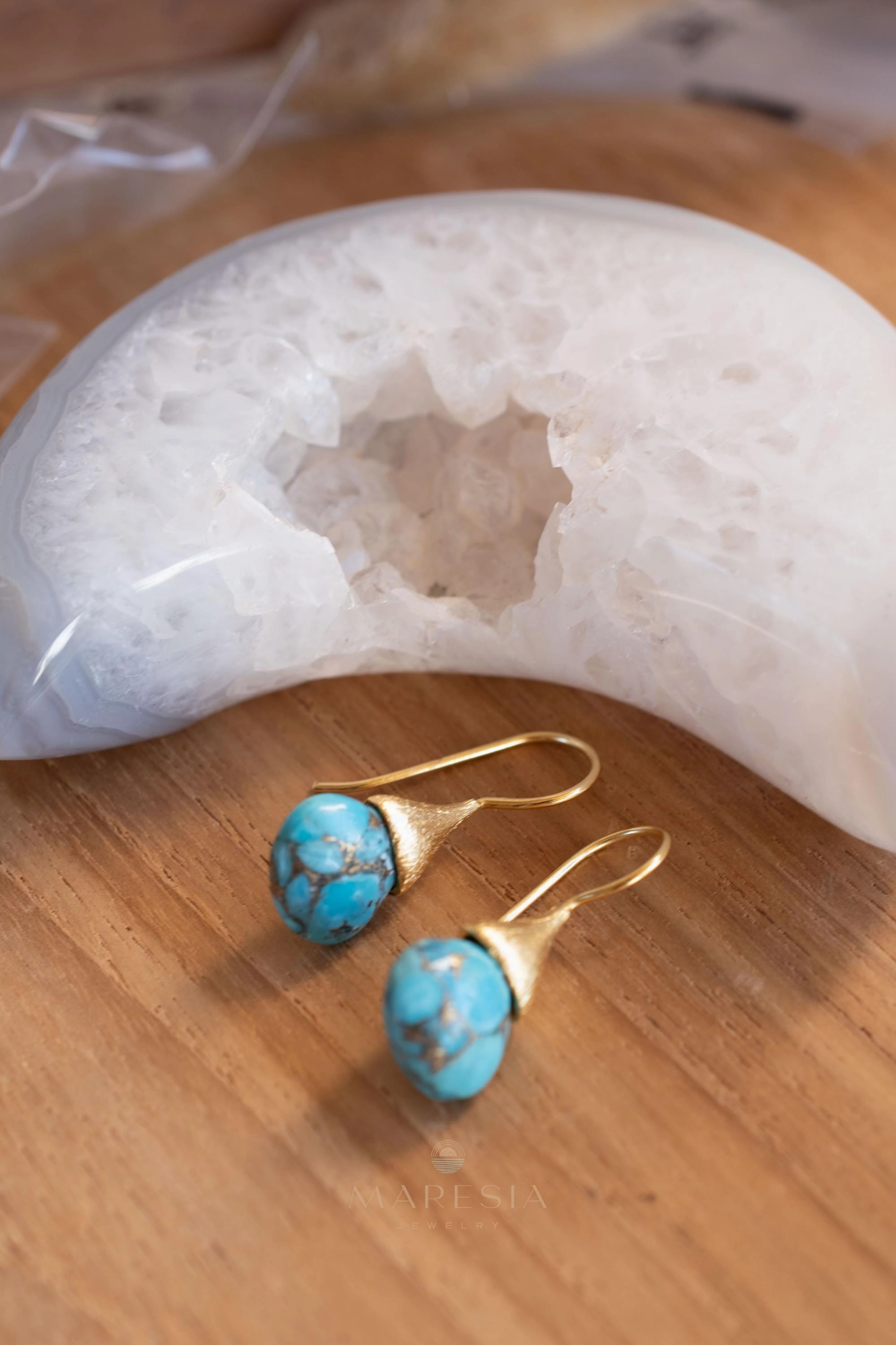 Maryl Earrings ~ Copper Turquoise ~ 18k Gold Plated ~ ME226