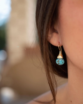 Maryl Earrings ~ Copper Turquoise ~ 18k Gold Plated ~ ME226