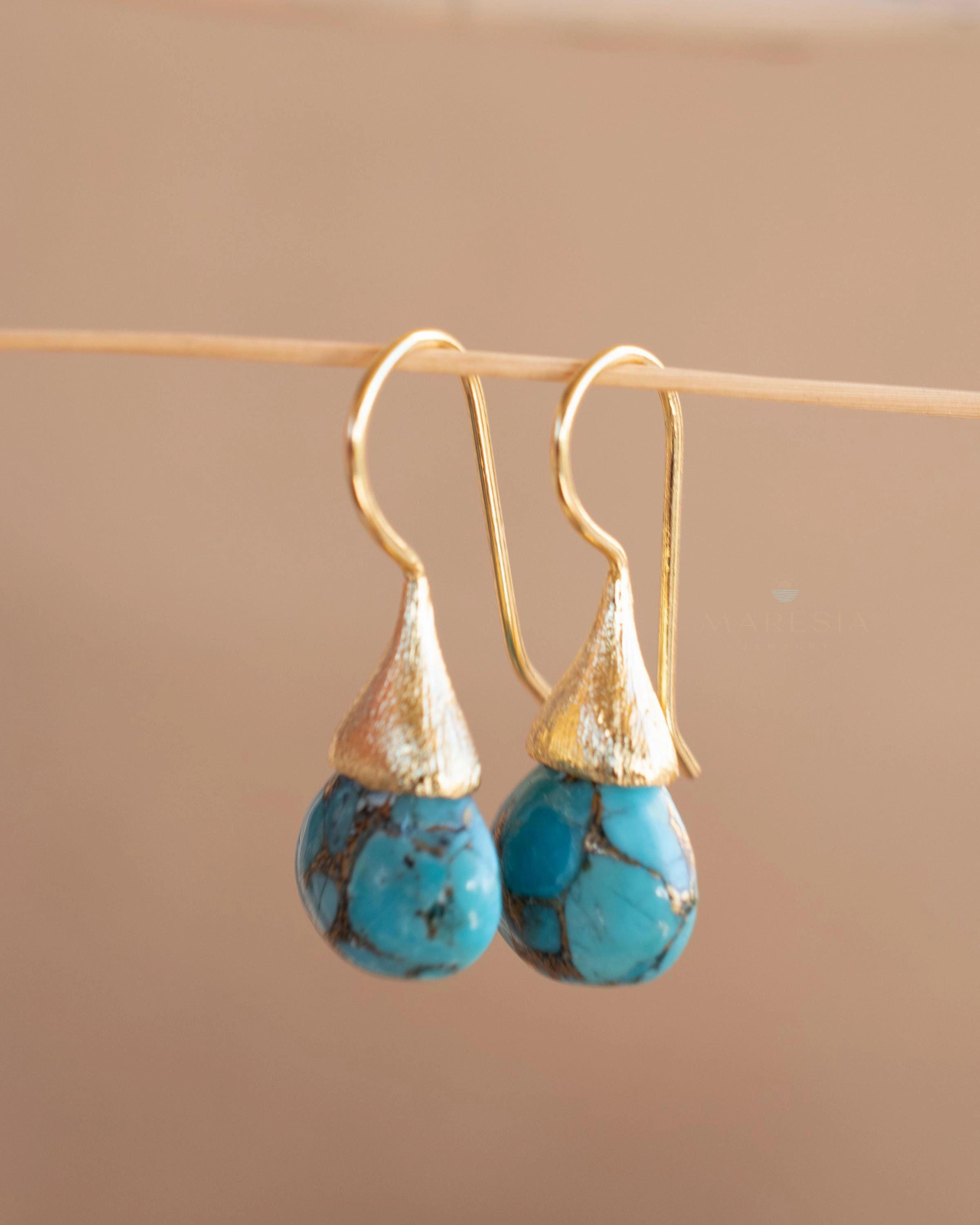 Maryl Earrings ~ Copper Turquoise ~ 18k Gold Plated ~ ME226