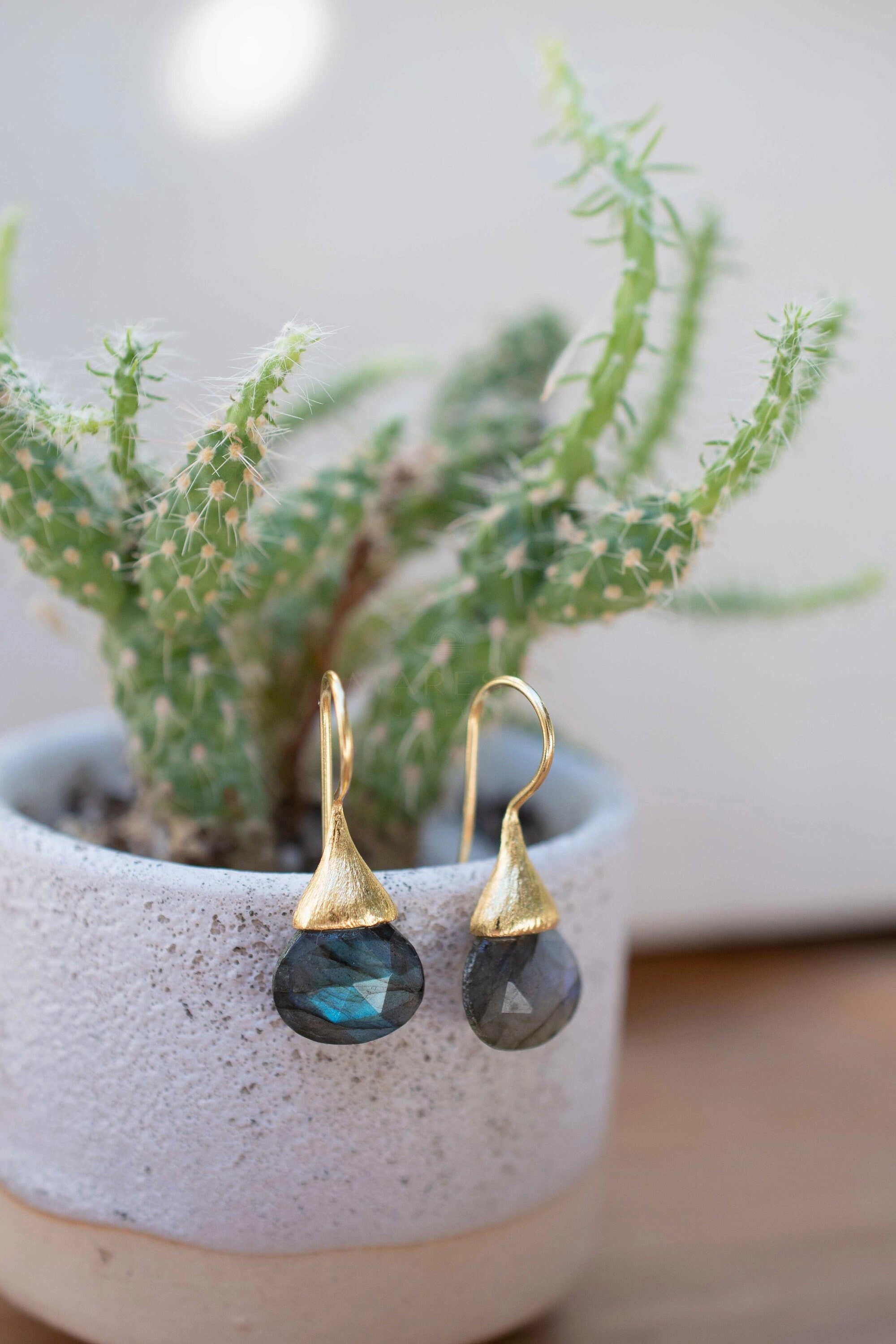 Maryl Earrings ~ Labradorite ~ 18k Gold Plated ~ ME224