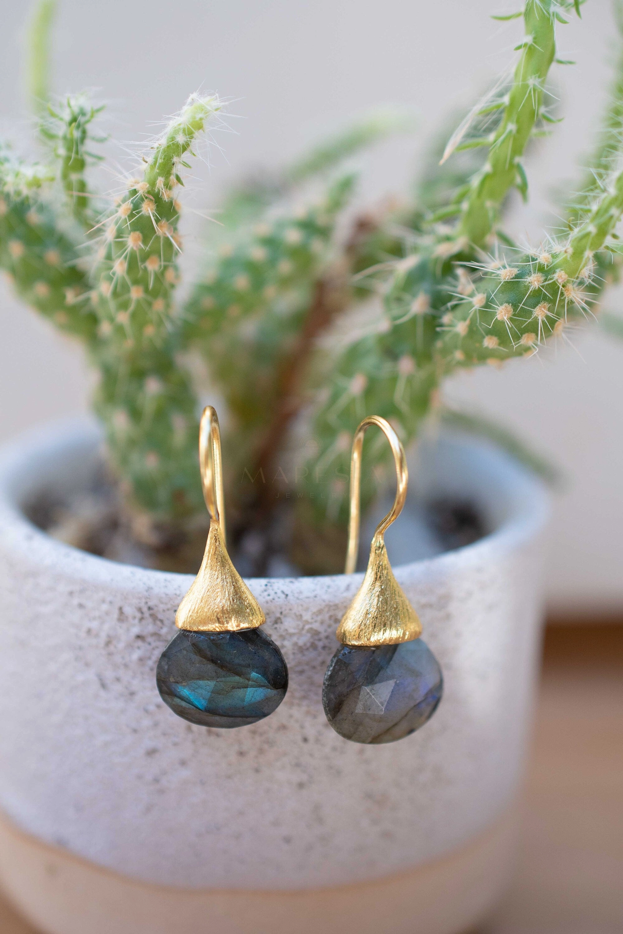 Maryl Earrings ~ Labradorite ~ 18k Gold Plated ~ ME224