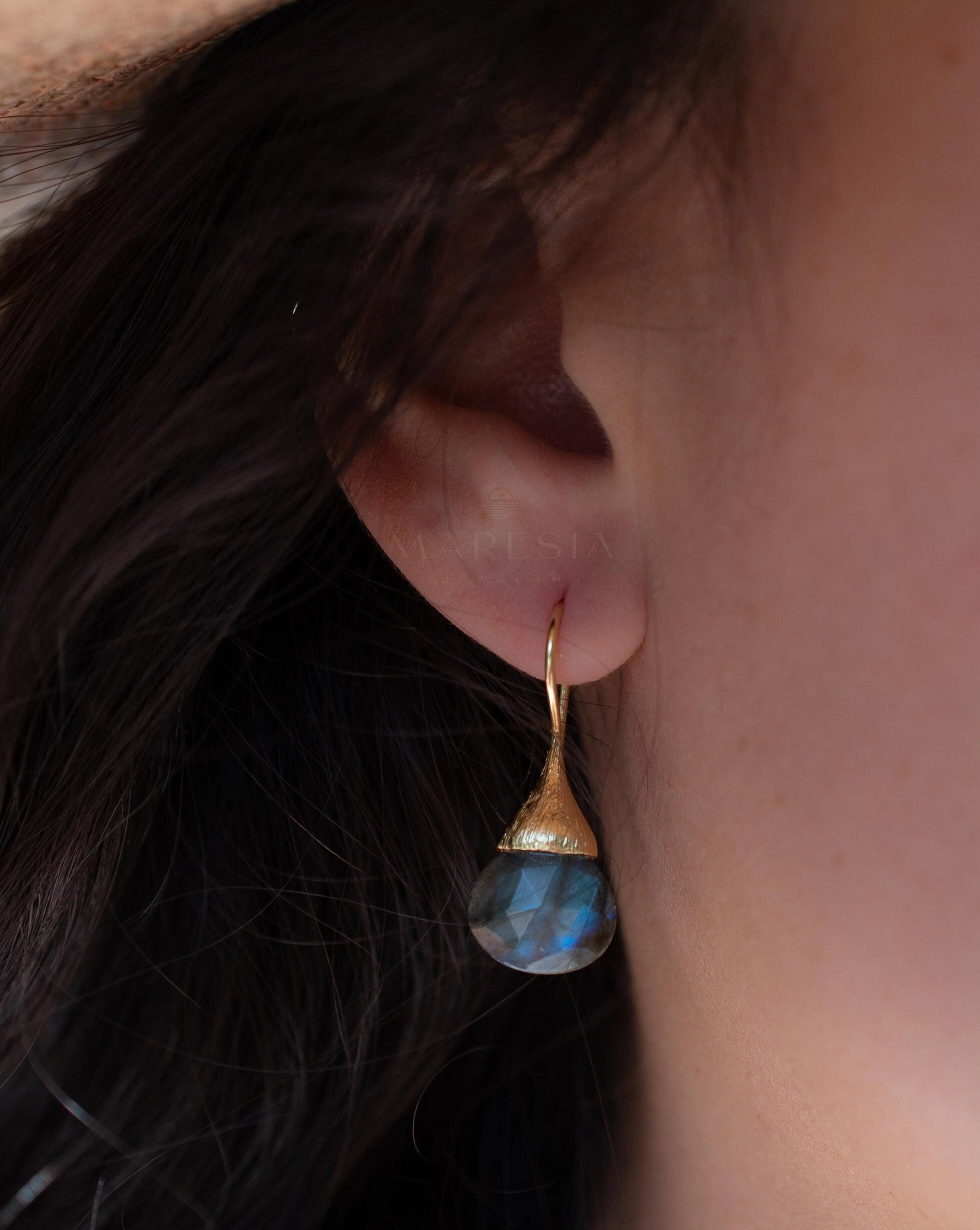 Maryl Earrings ~ Labradorite ~ 18k Gold Plated ~ ME224