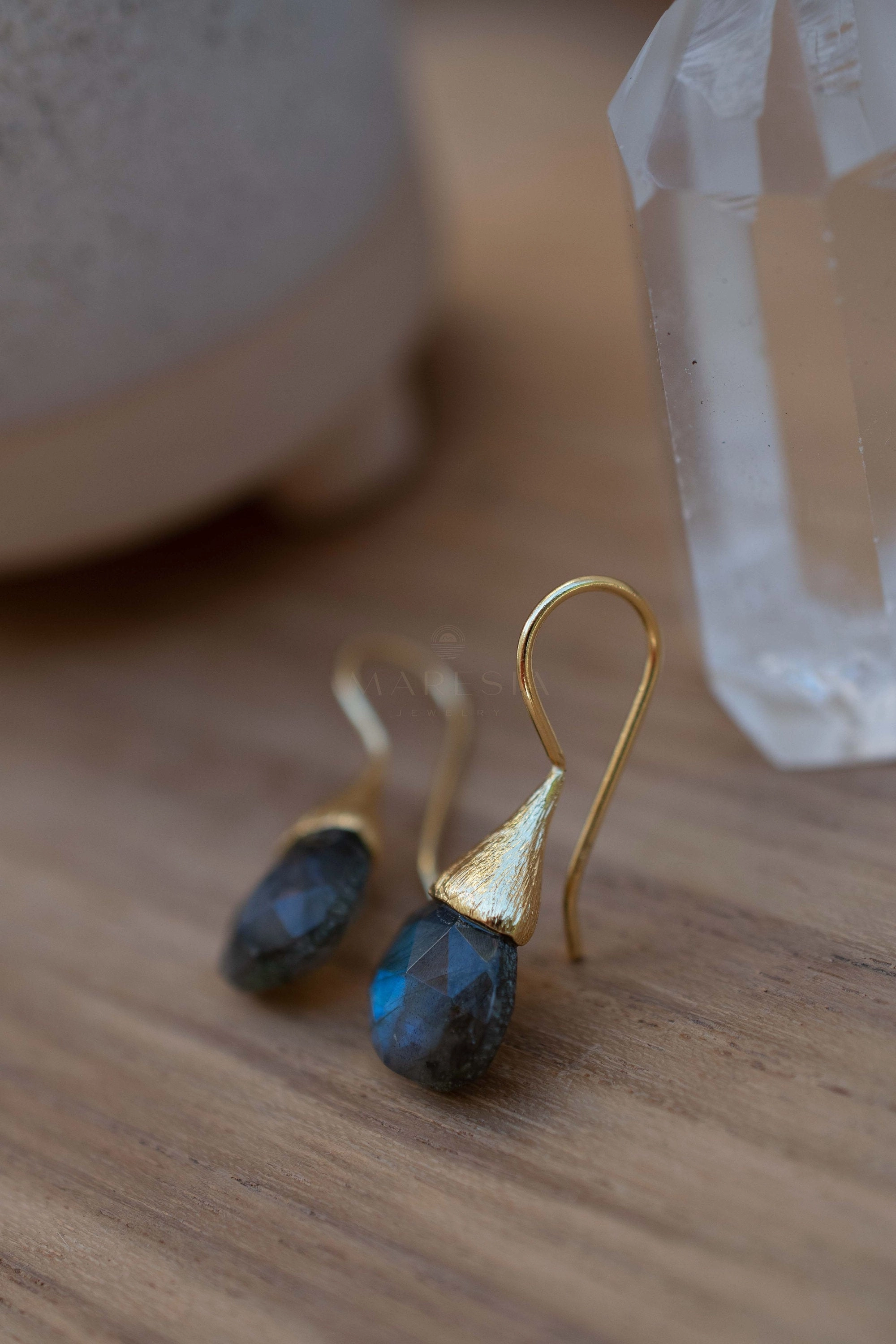 Maryl Earrings ~ Labradorite ~ 18k Gold Plated ~ ME224