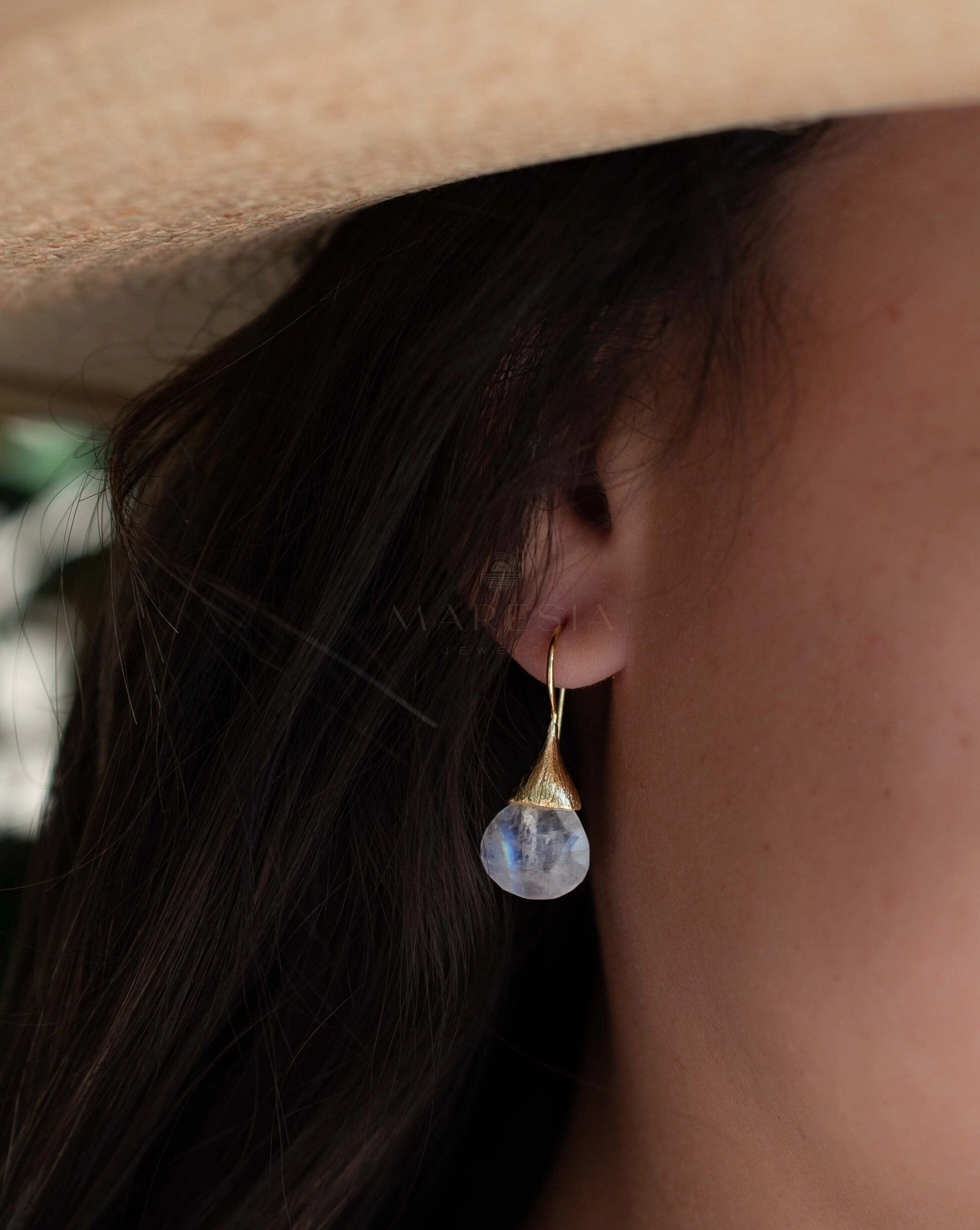 Maryl Earrings ~ Moonstone ~ Gold Plated ~ ME225
