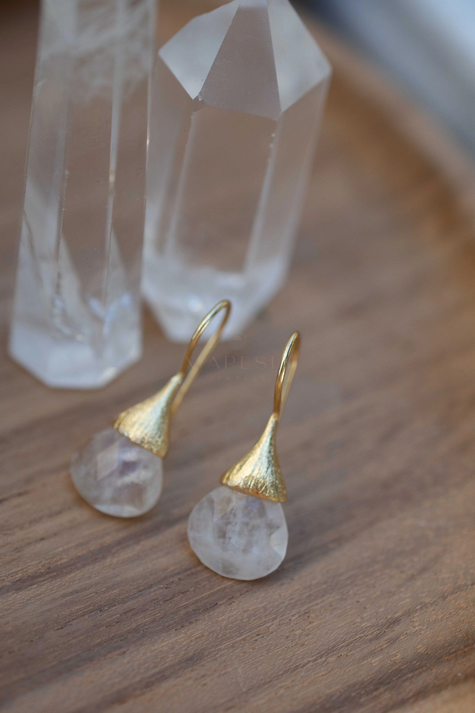 Maryl Earrings ~ Moonstone ~ Gold Plated ~ ME225