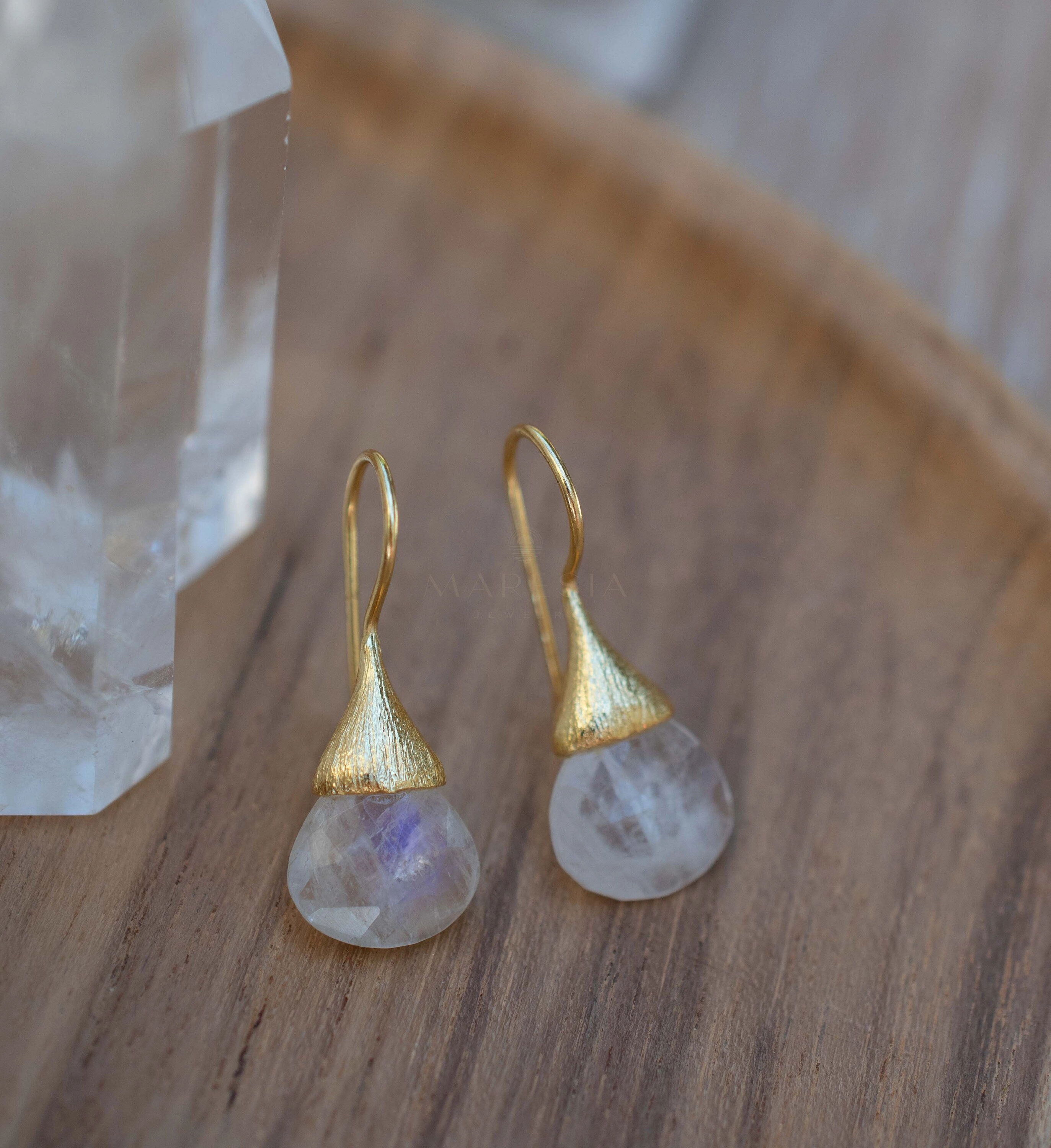 Maryl Earrings ~ Moonstone ~ Gold Plated ~ ME225
