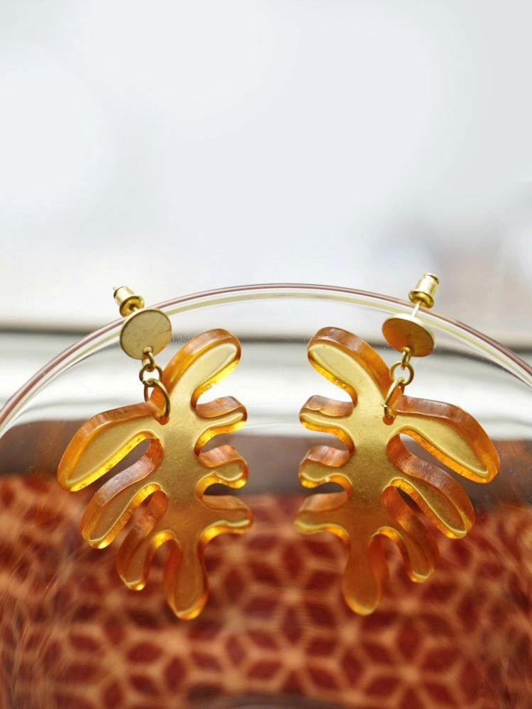 Matisse Leaf Earrings - Amber
