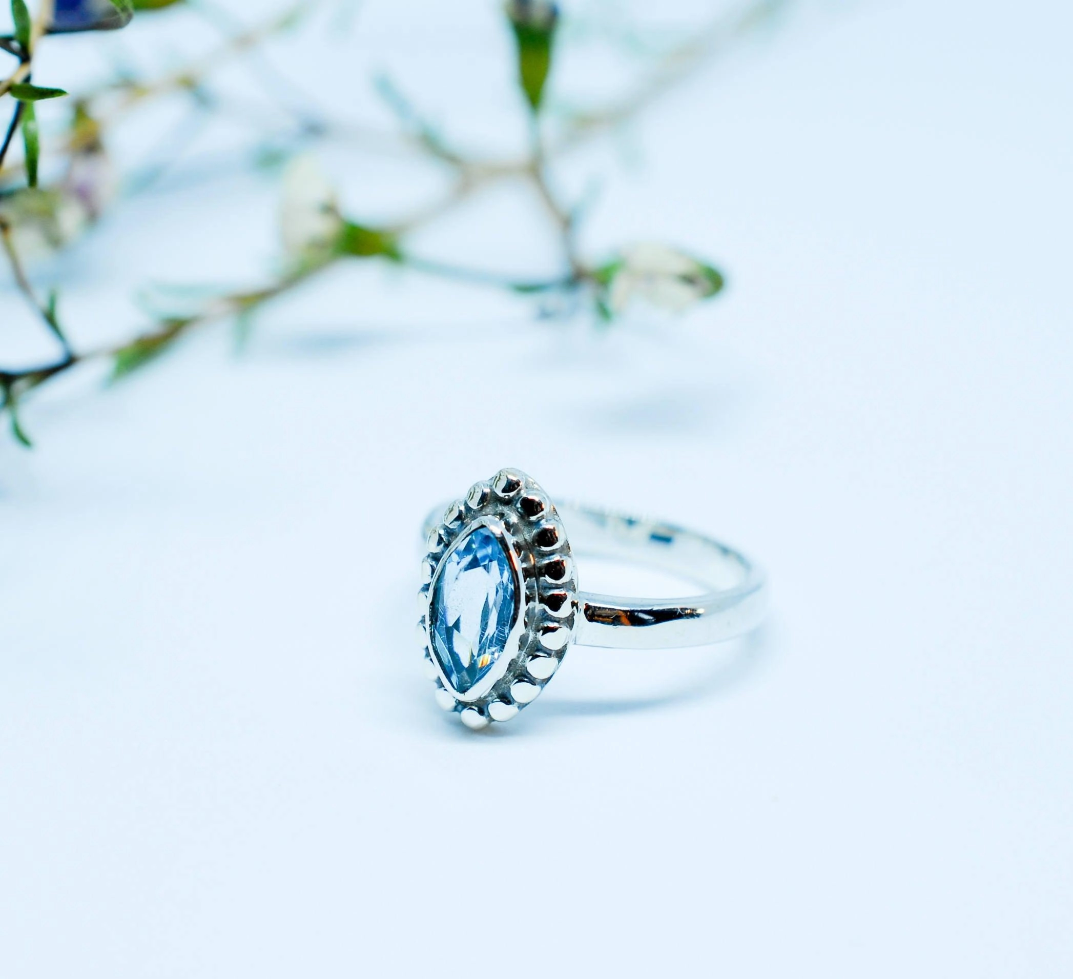 Maui Ring ~ Blue Topaz ~ Sterling Silver 925 ~MR093
