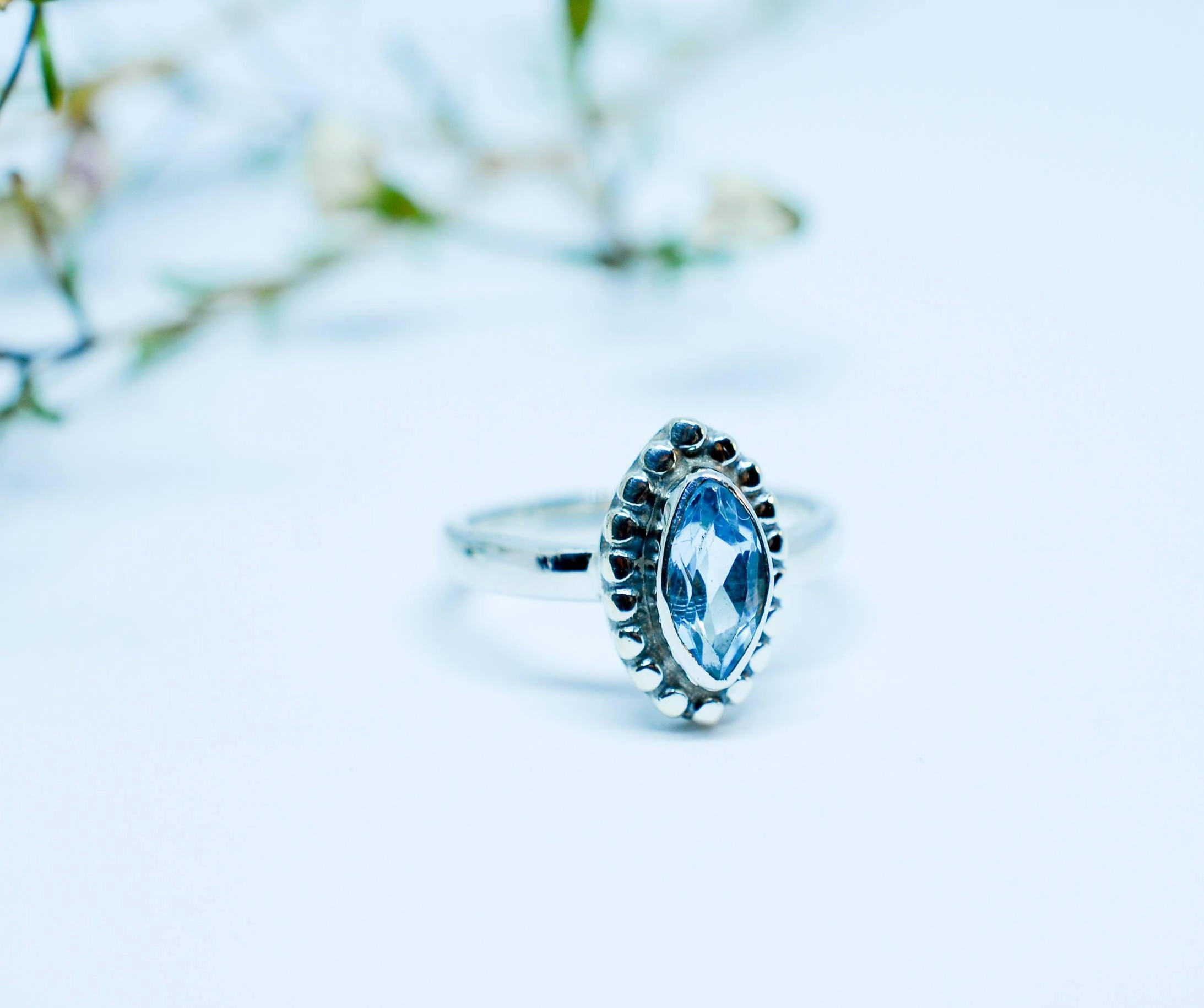 Maui Ring ~ Blue Topaz ~ Sterling Silver 925 ~MR093