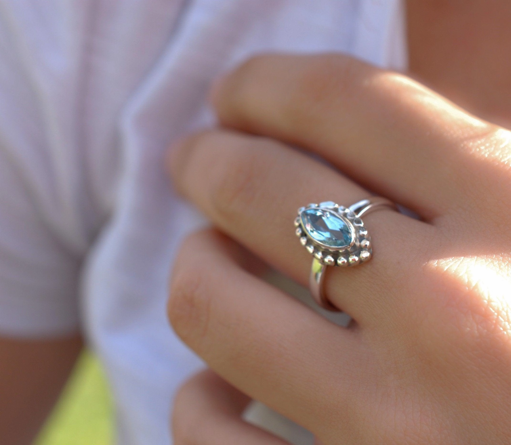 Maui Ring ~ Blue Topaz ~ Sterling Silver 925 ~MR093